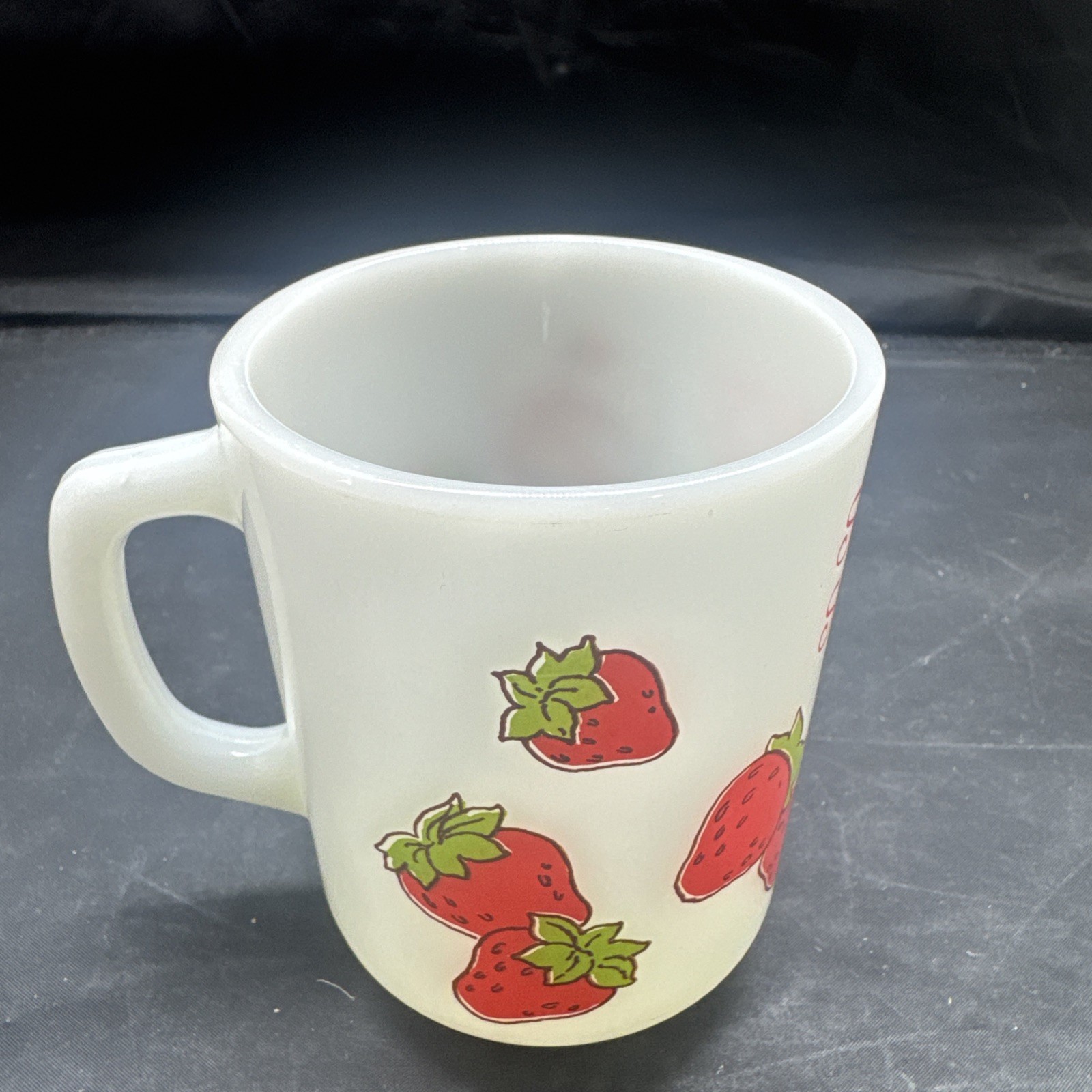 Anchor Hocking Strawberry Shortcake Milk Glass Kids Mug Oven Proof 1980s