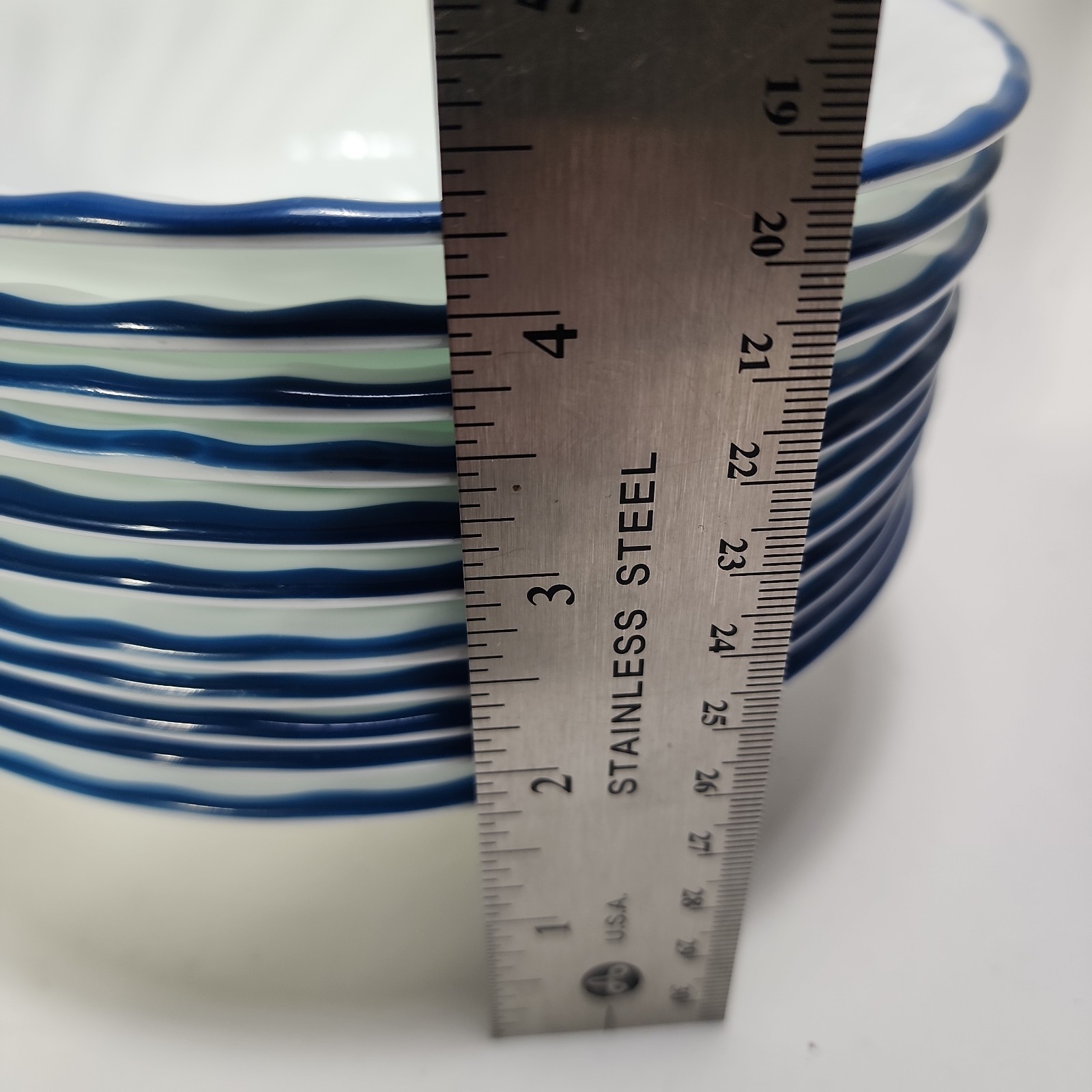 Set Of 11 – Corelle Blue Velvet Rose 7 1/4 Inch Swirl Edge Cereal Soup Bowls