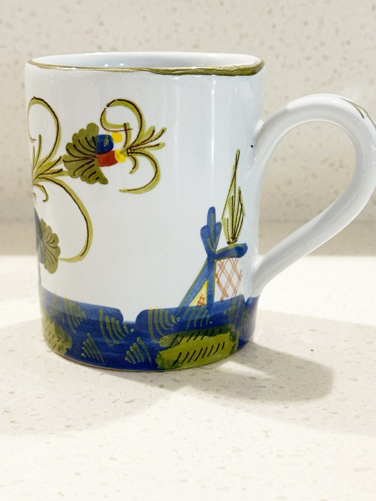FAENZA Garofano Blue Carnation 4” Tall Mug Italy