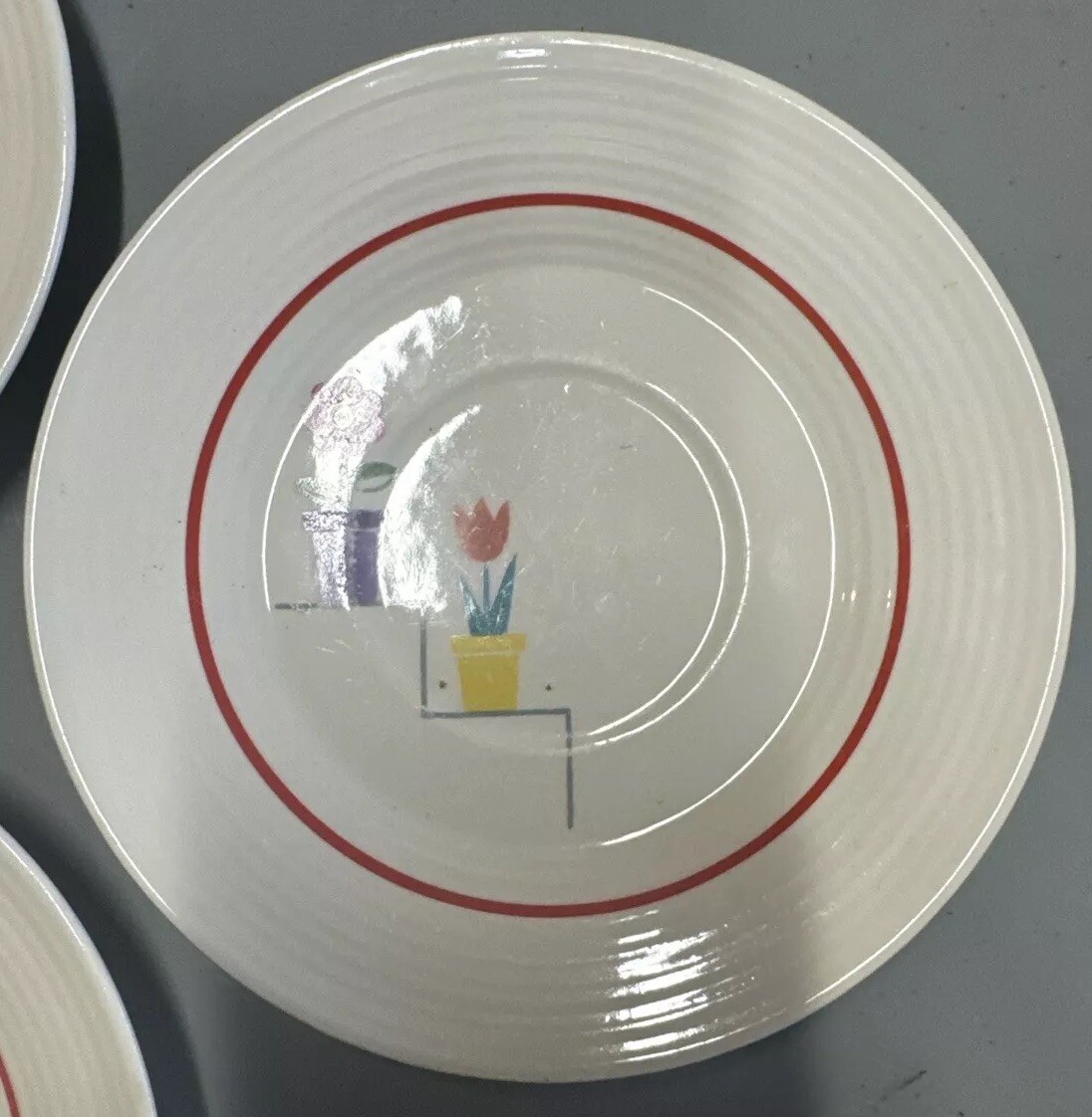 1940s LIMOGES Posey Shop Triumph Ceramic Tea Cup Plates (7)