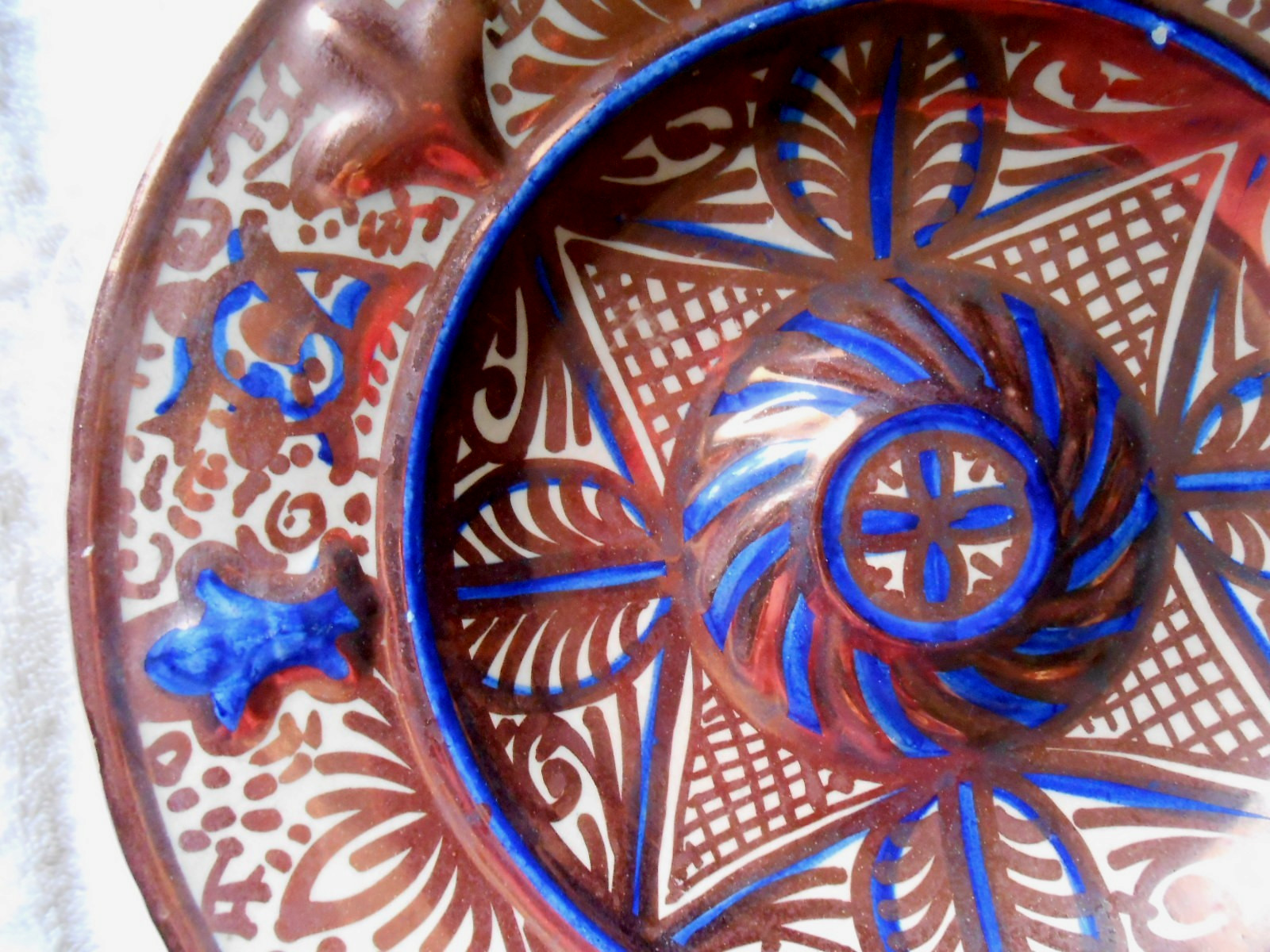 Manises Copper Luster Wall Plate Spain 12″ Ethan Allen Mid Century