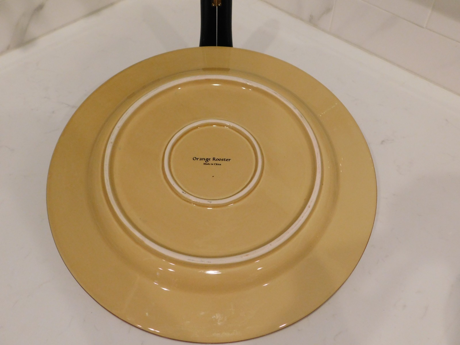 CLOSE-OUT Maxcera Orange Rooster Serving Platter Chop Plate 14.25 in.