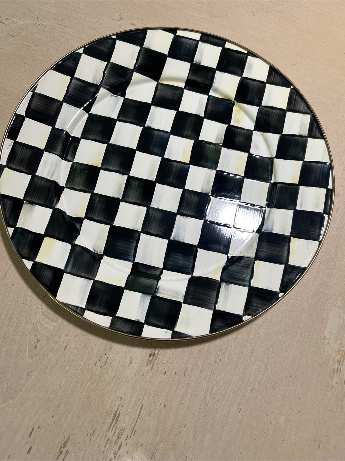 MACKENZIE CHILDS COURTLY CHECK 16″ Enameled Serving Platter NEW