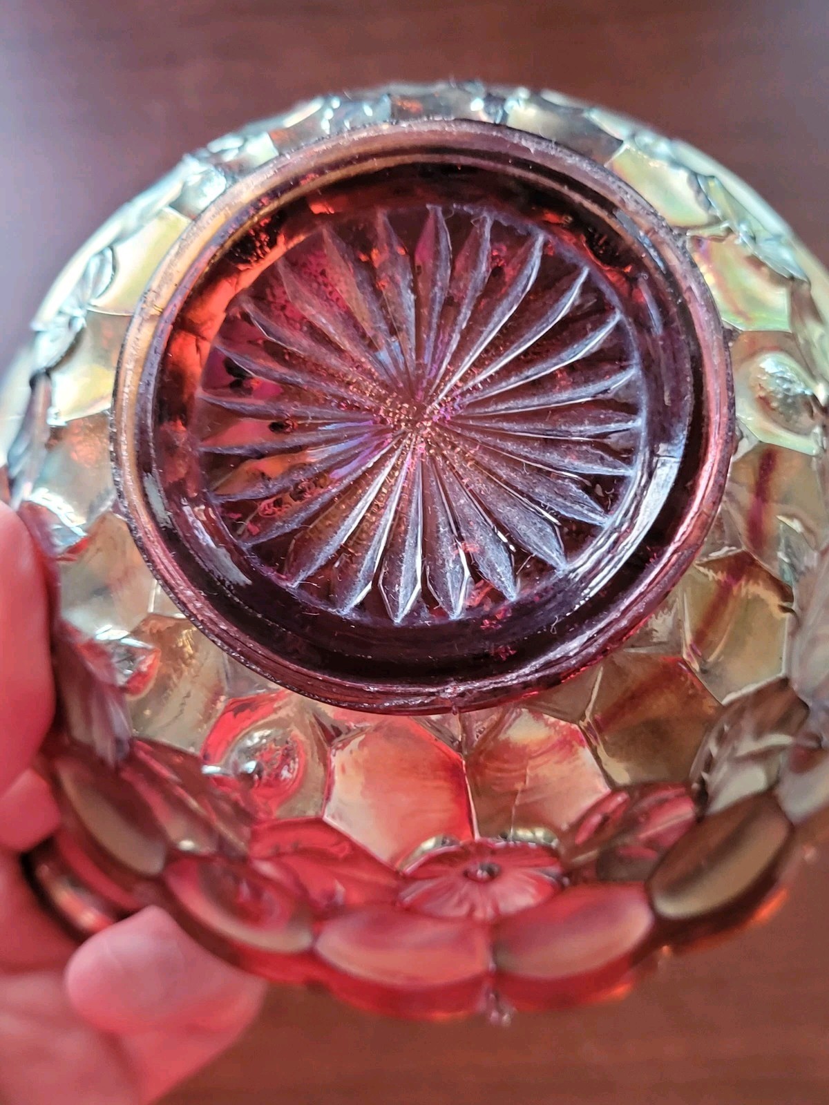 Pretty Amethyst Fenton Carnival Glass Feathered Serpent Sauce Bowl