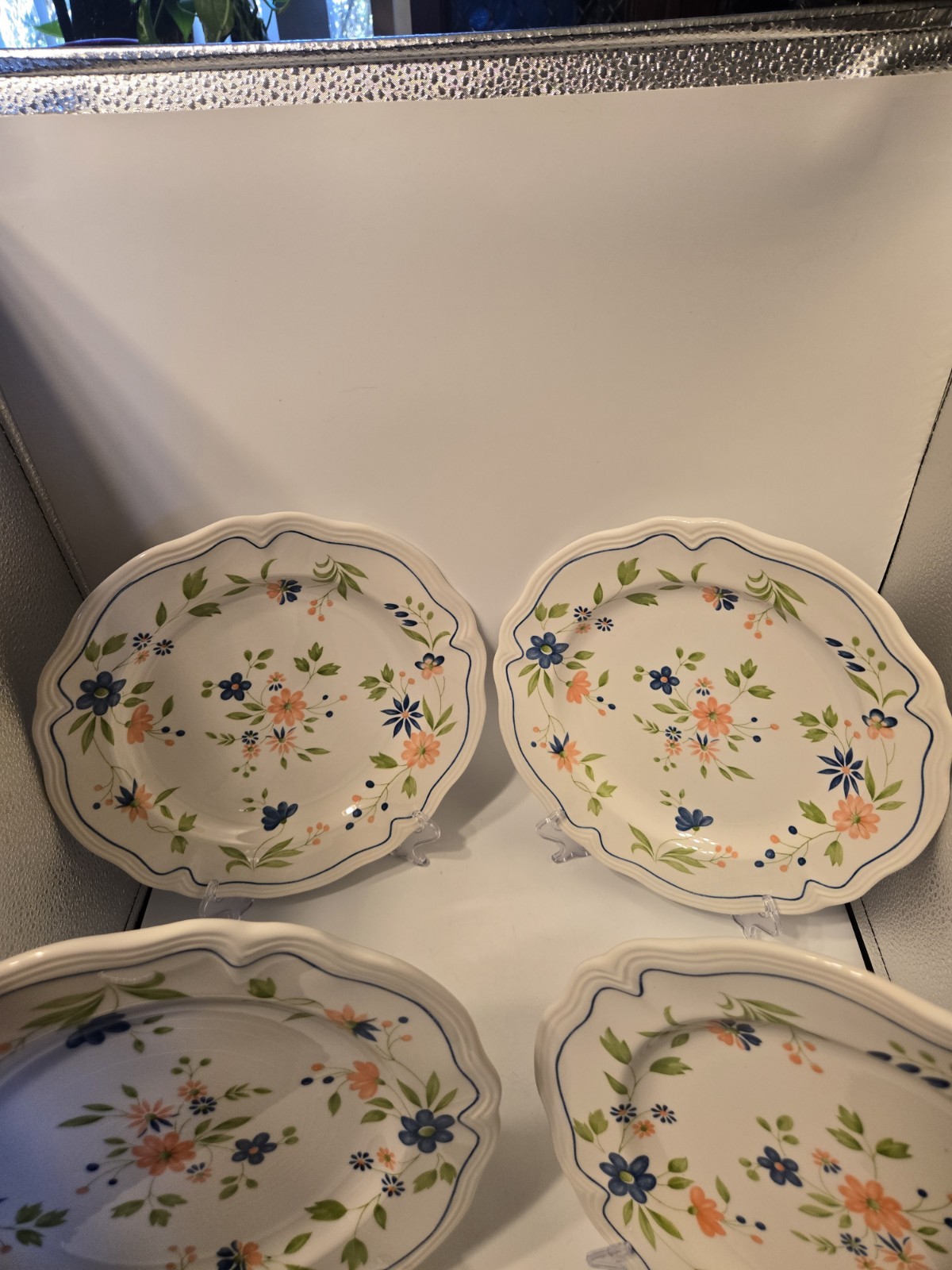 Vintage Sears Country French Ironstone 70’s #4453 Scalloped Floral Set Of 12