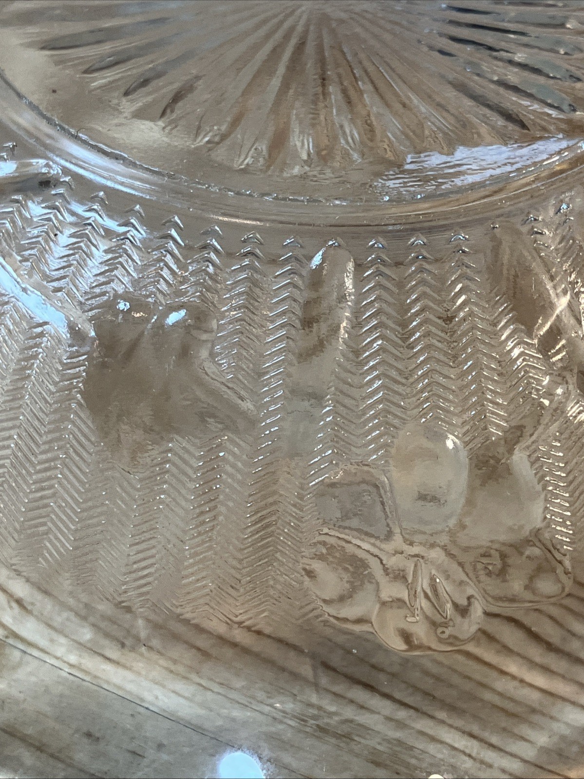 Vintage Jeannette Glass Iris and Herringbone Clear Glass Bowl 5 in Ruffled Edge