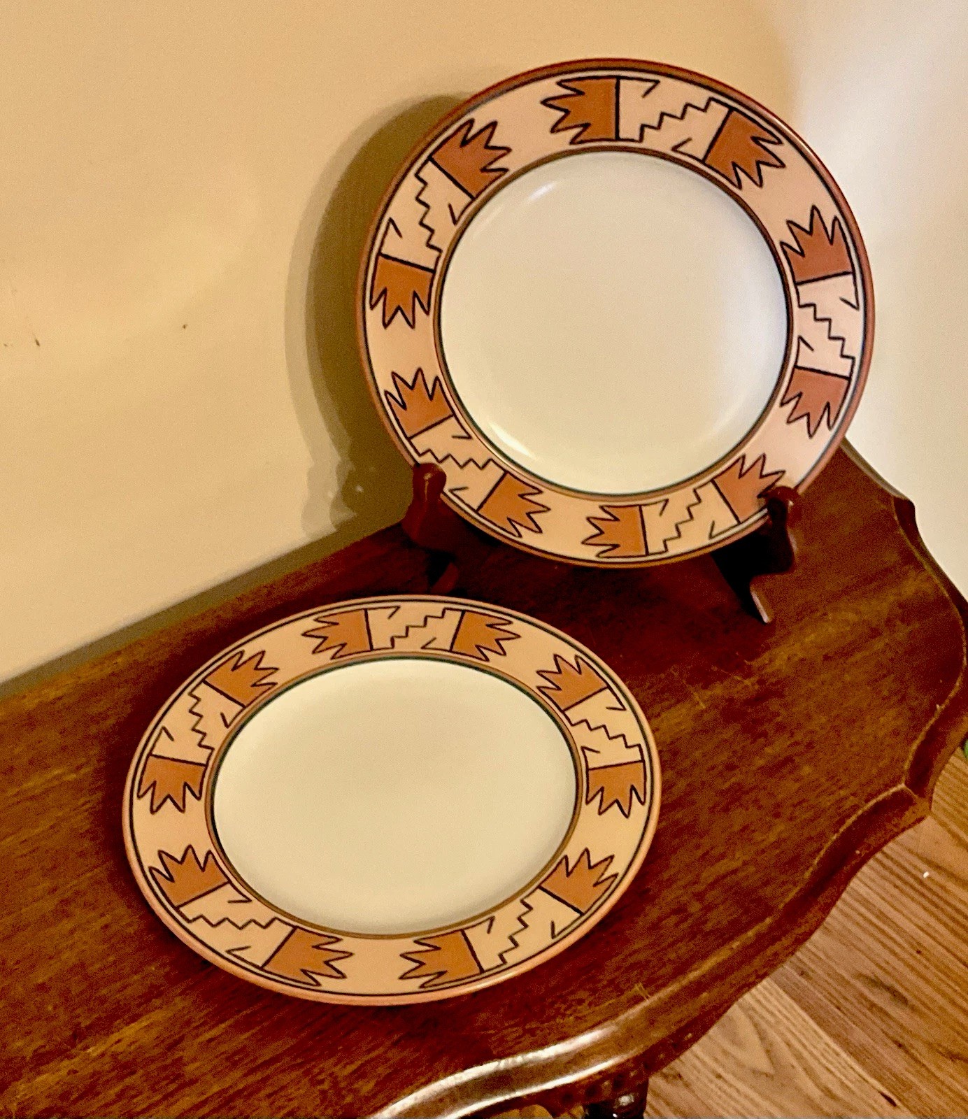 2-pc. Set) Mikasa Terrastone CAV02 Laramie SALAD PLATES Aztec-Style 8-3/8” MINT