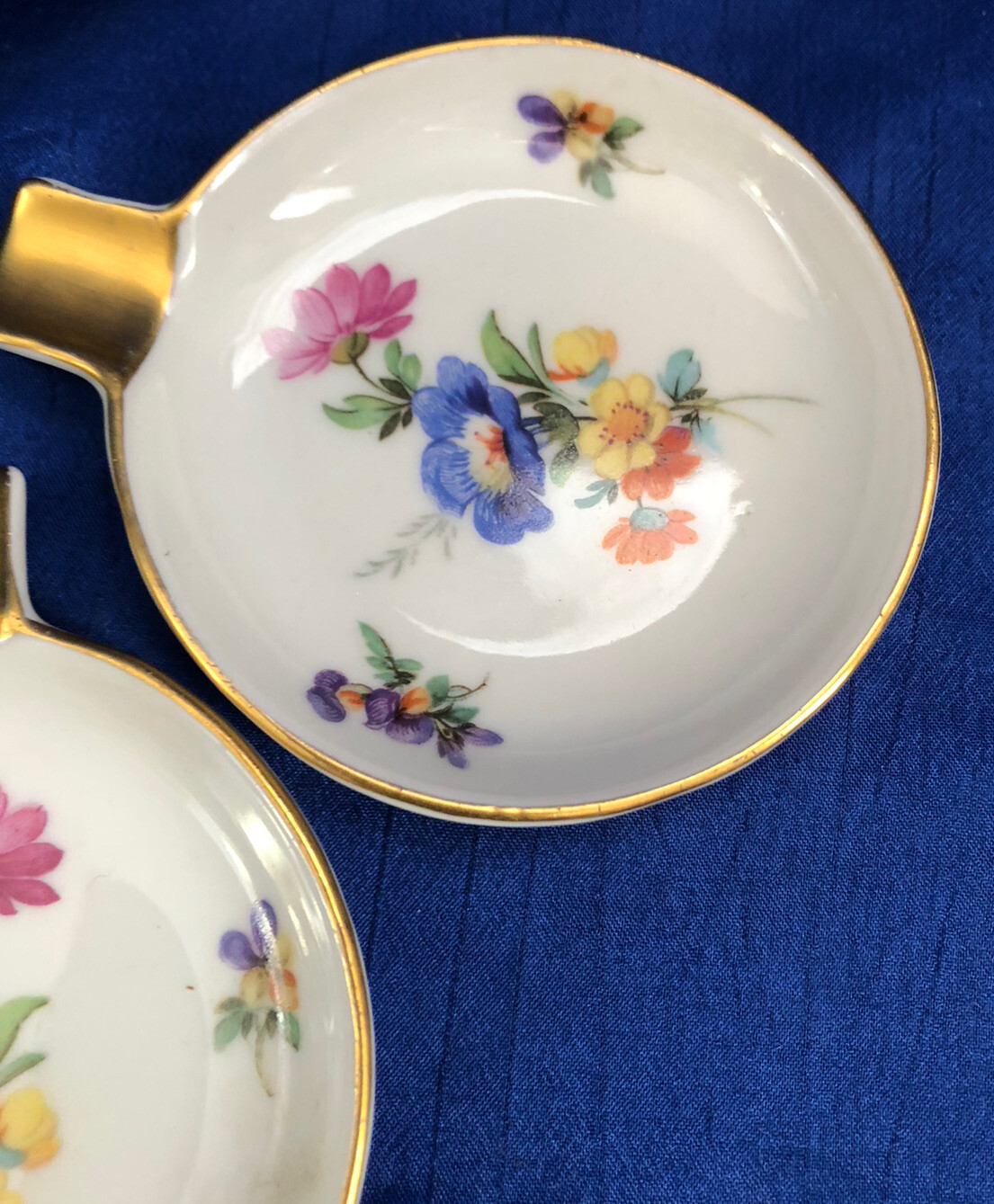 Mitterteich Bavaria Germany Set Of 2 Small Dishes Gold Accents Floral Pattern