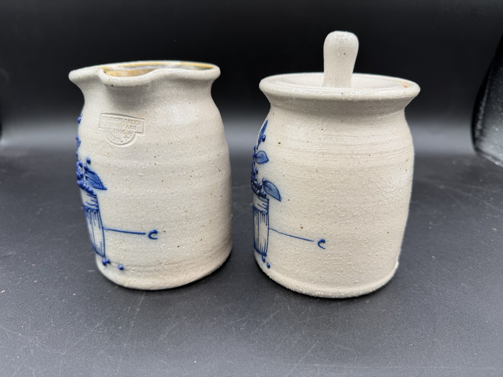 Salmon Falls Stoneware Creamer & Sugar Set 1995