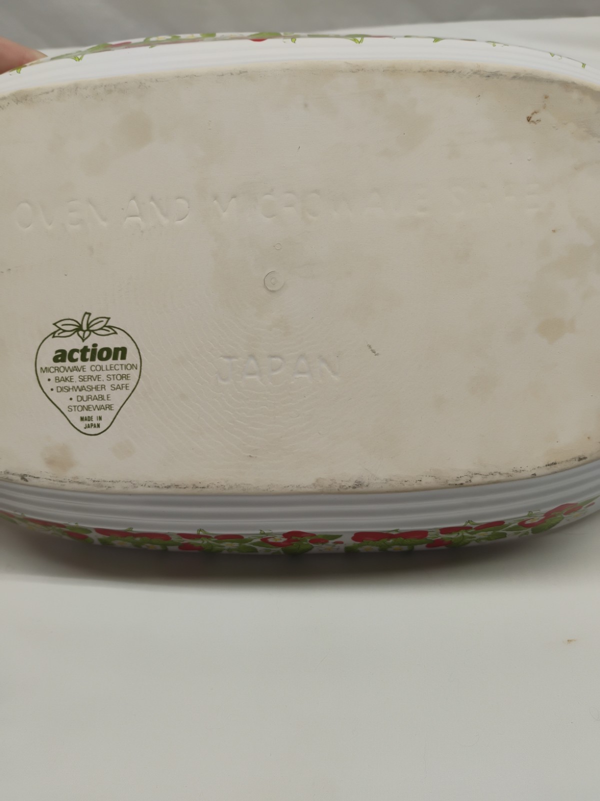 Action Vintage Strawberry Stoneware Divided Platter Ovenware CottageCore Japan