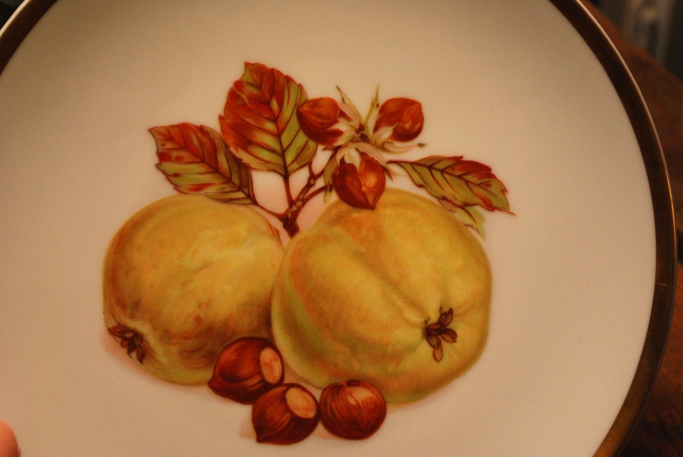 Vintage Set 2 DECORATIVE PLATES/ PEACH & APPLE Bavaria Jaeger Germany Porcelain