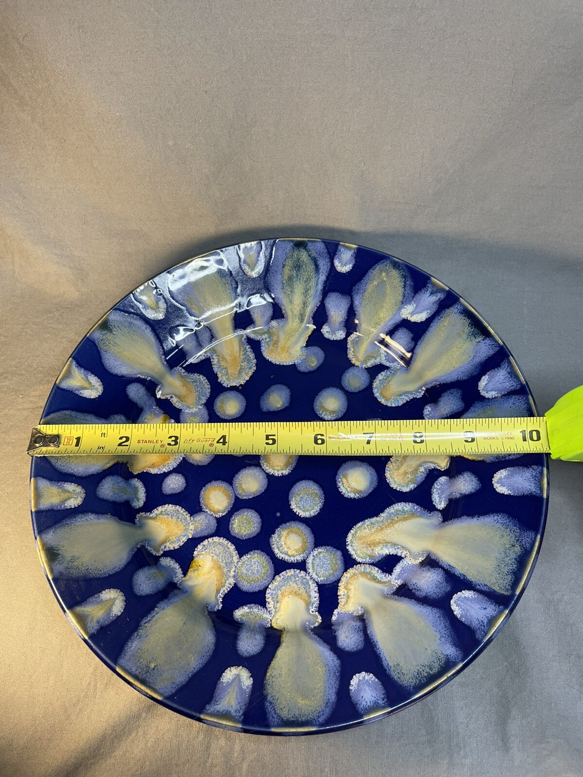 2000 Pottery Plate North Carolina 10” Blues Browns Signed Kovack