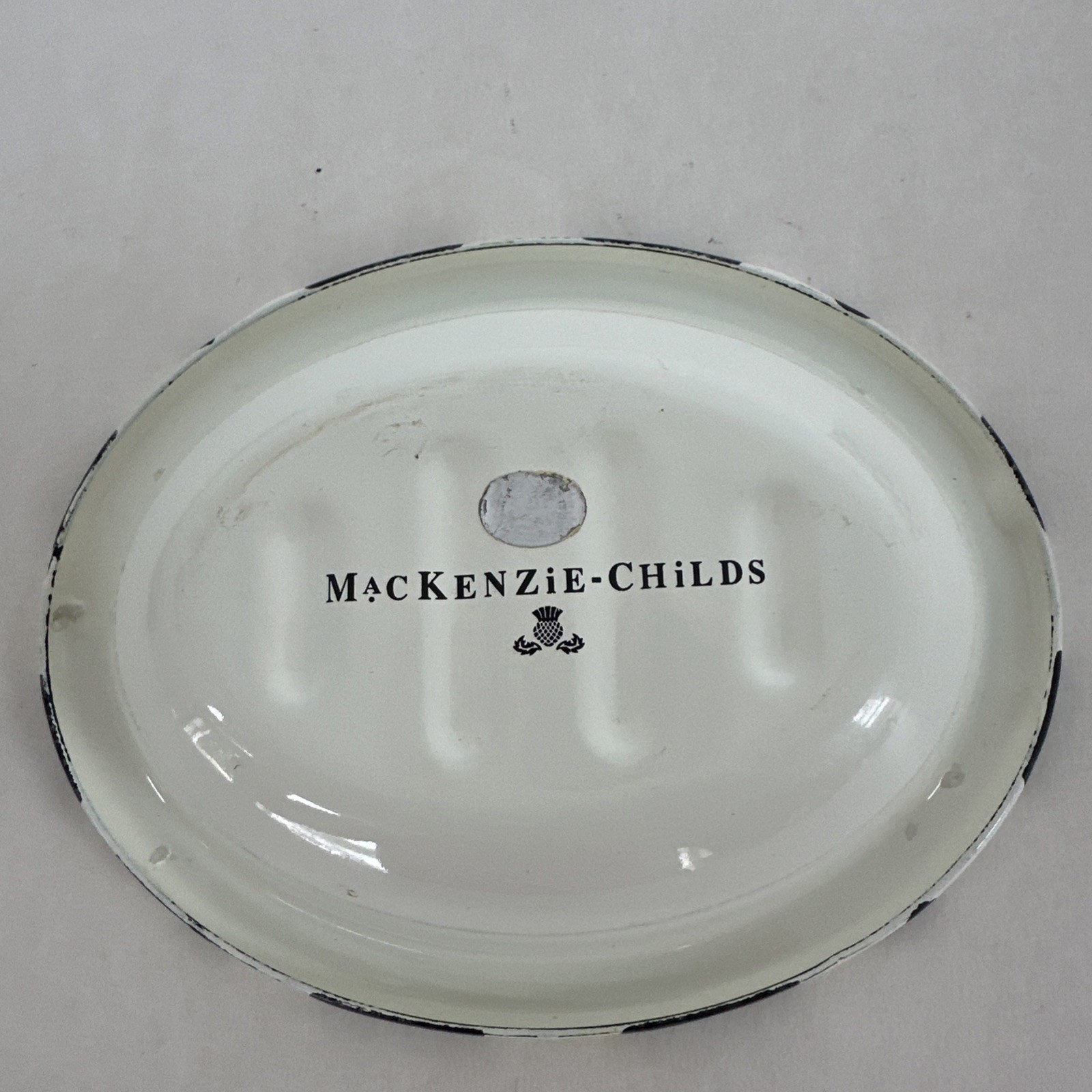 MacKenzie-Childs Courtly Check Steel Soap Dish Black White Bathroom Decor