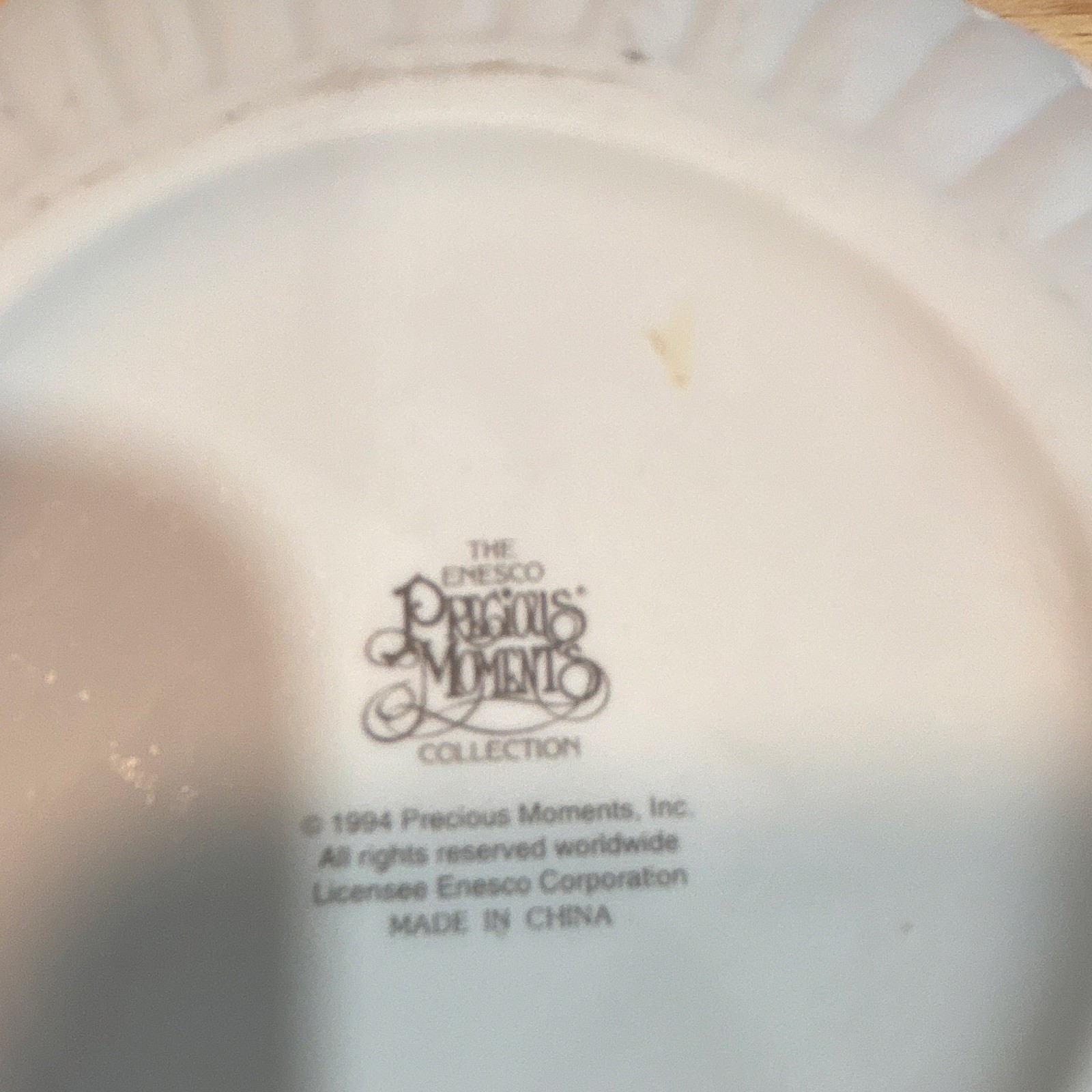 Enesco Precious Moments Ceramic Decorative Bowl Floral White Pink Green 1994