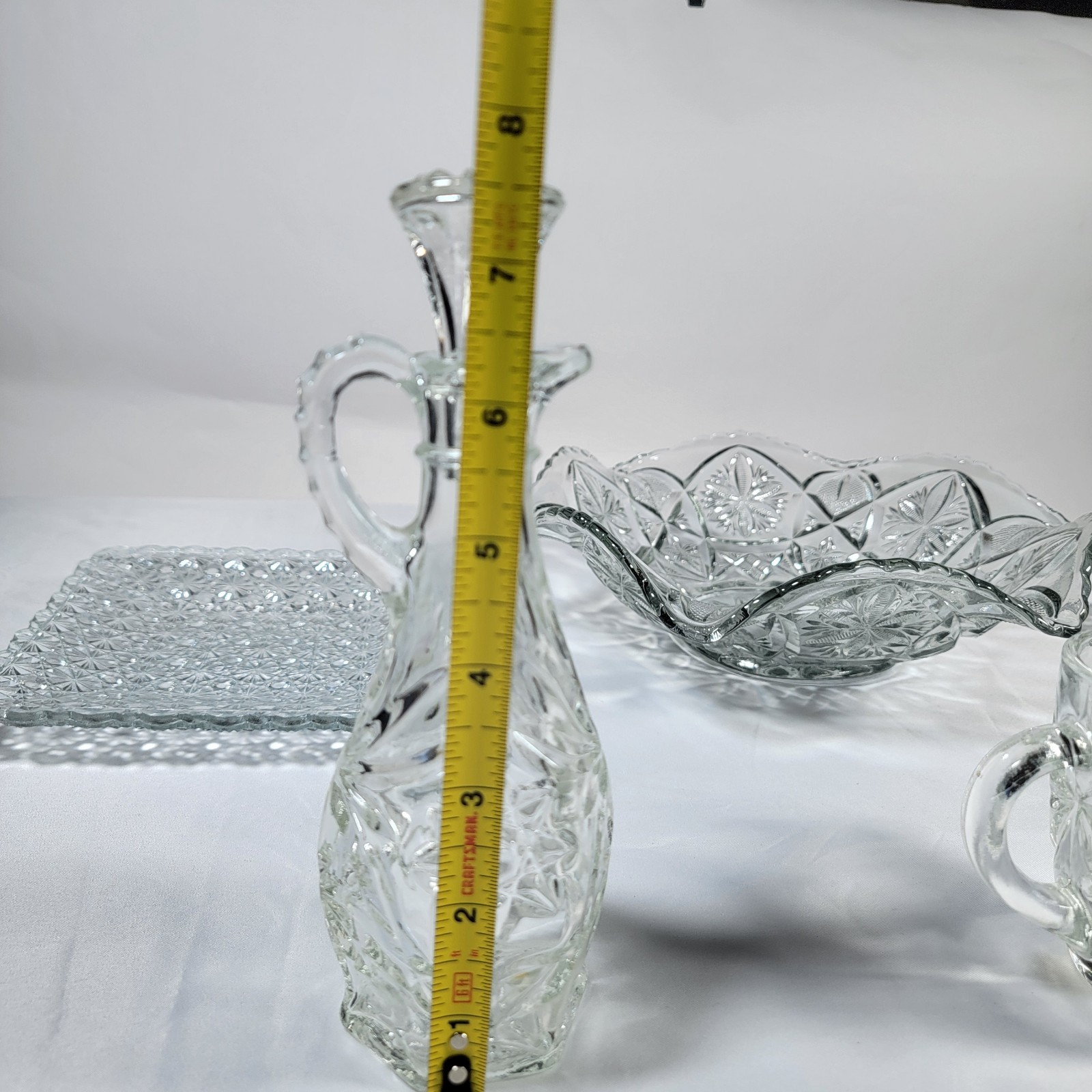 Anchor Hocking Wexford Glassware Lot Bowl Plate Cruet Creamer Candy Dish Vintage