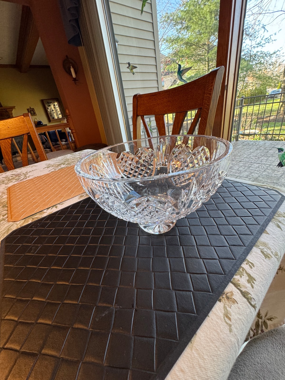 Waterford Crystal Wedding Heirloom 5″ Footed Bowl with Diamond Hearts
