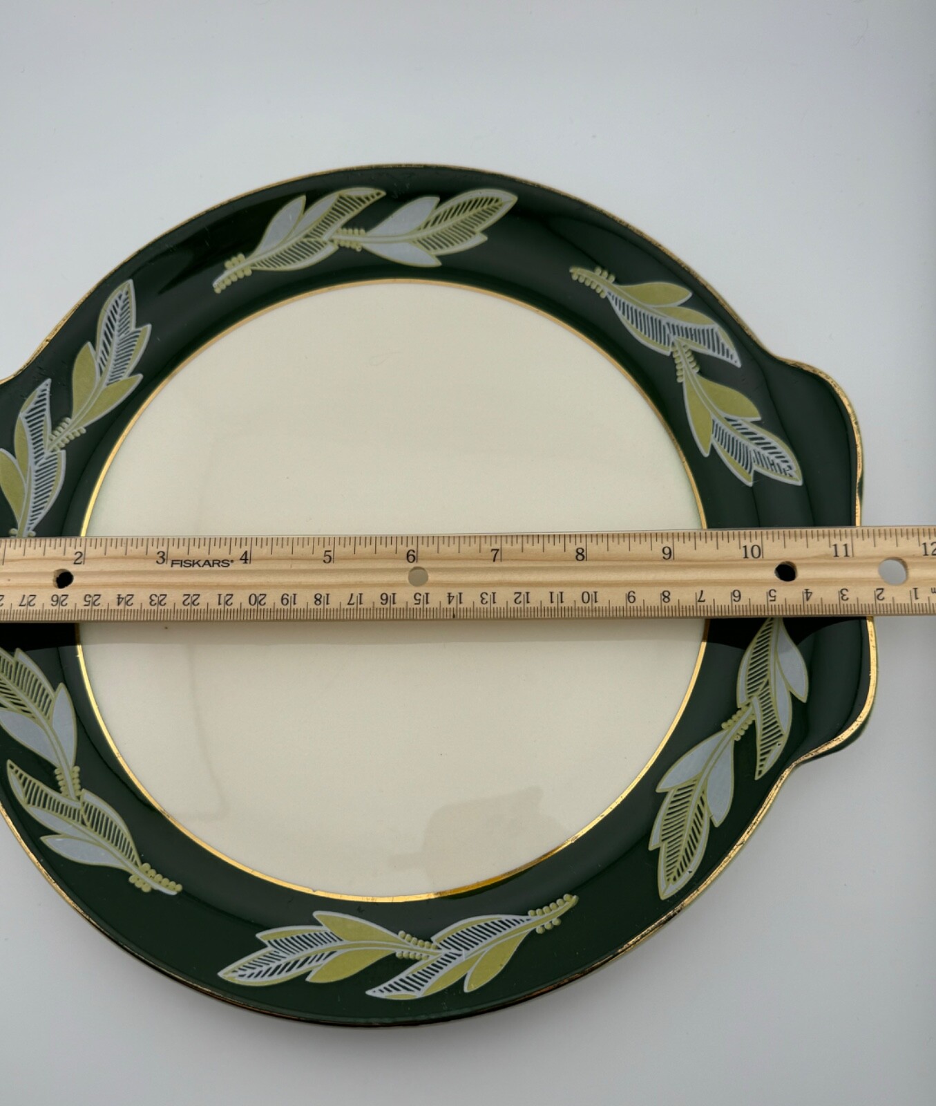 Coronet by Salem 23k Gold trim Platter Plate Green Leaf 53u
