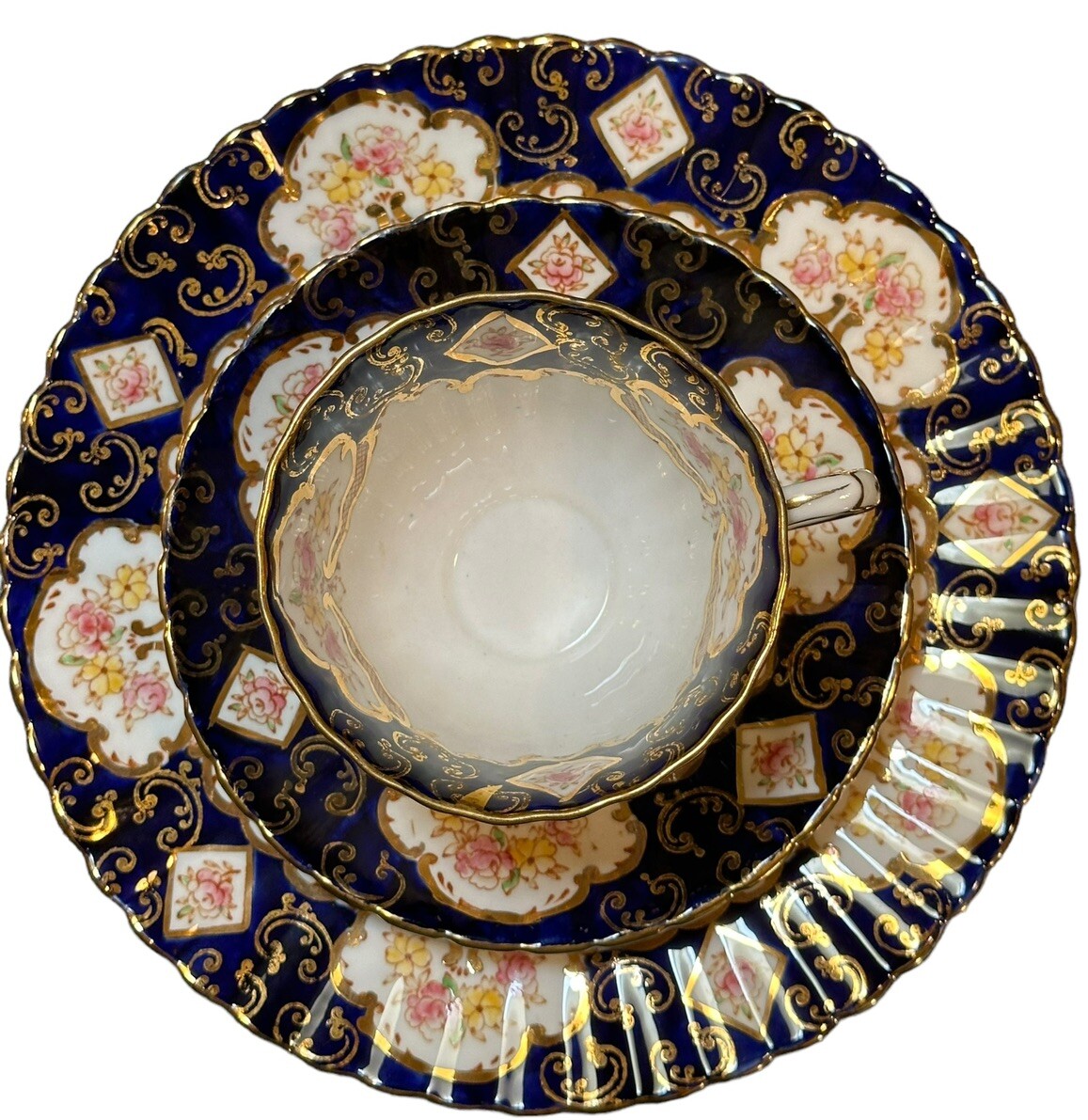 Royal Stafford Bone China England Heritage Cobalt Blue TRIO(s) Cup Saucer Plate