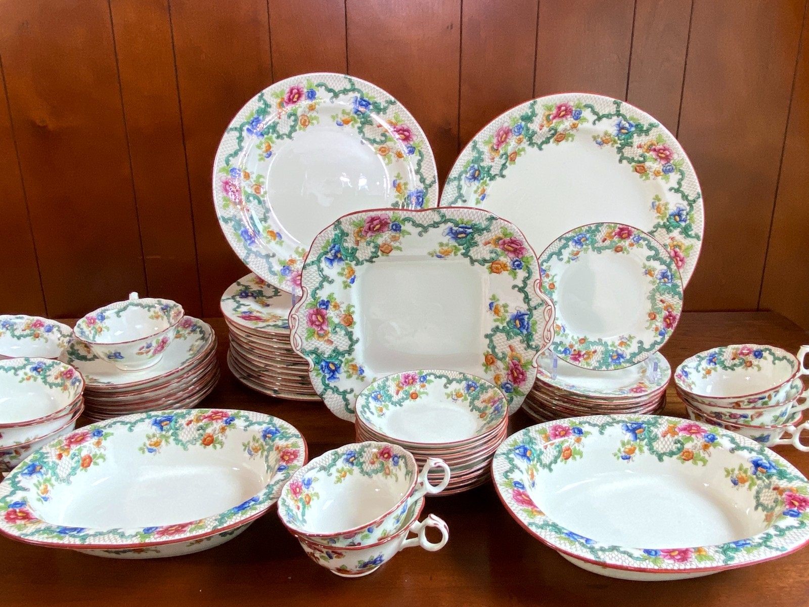 ca. 1930s ROYAL CAULDON bone china dinnerware, cups set, 48pcs, gorgeous