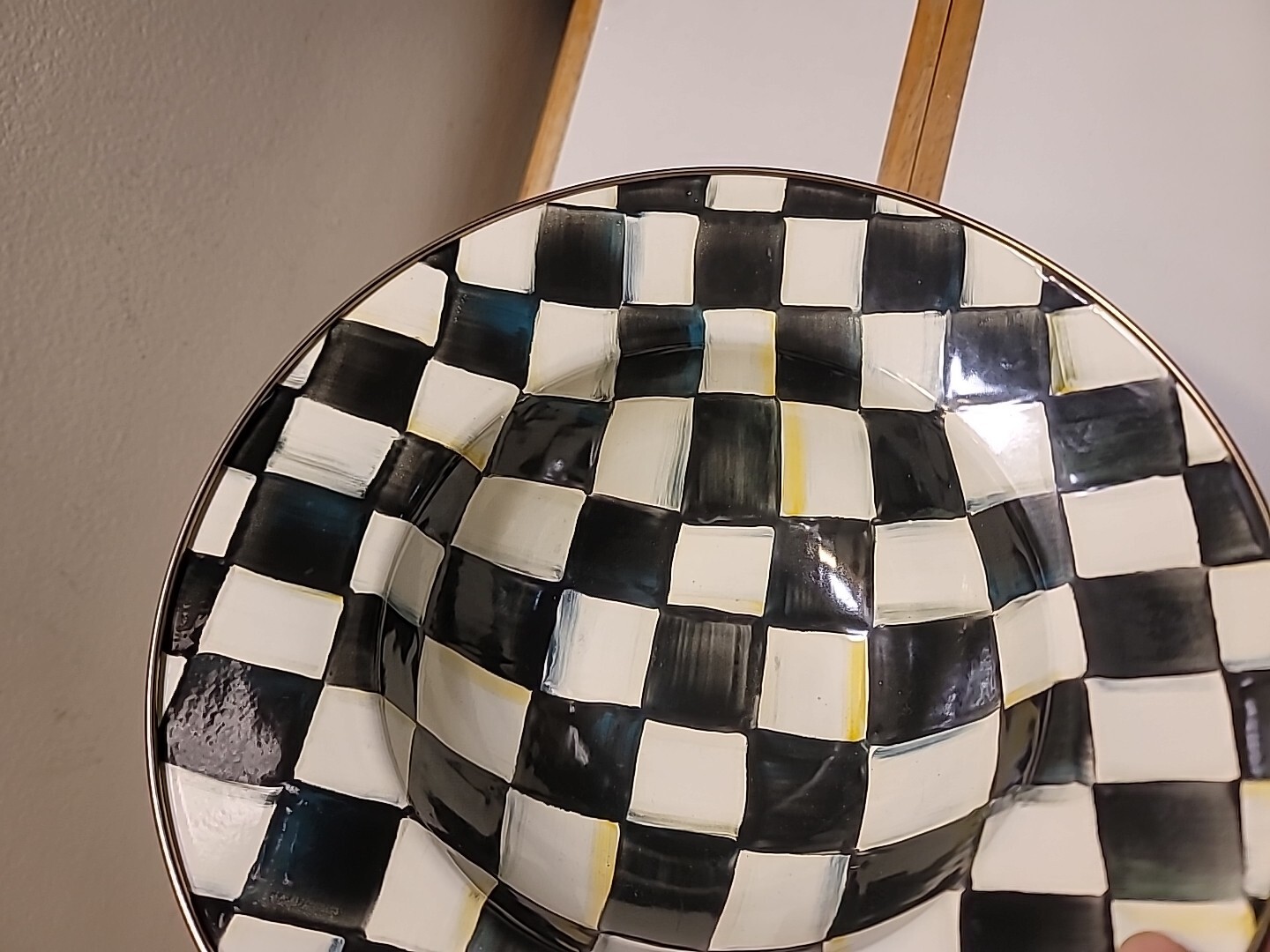 HTF MacKenzie-Childs Courtly Check Large/Deep Snack Dip Bowl EUC!