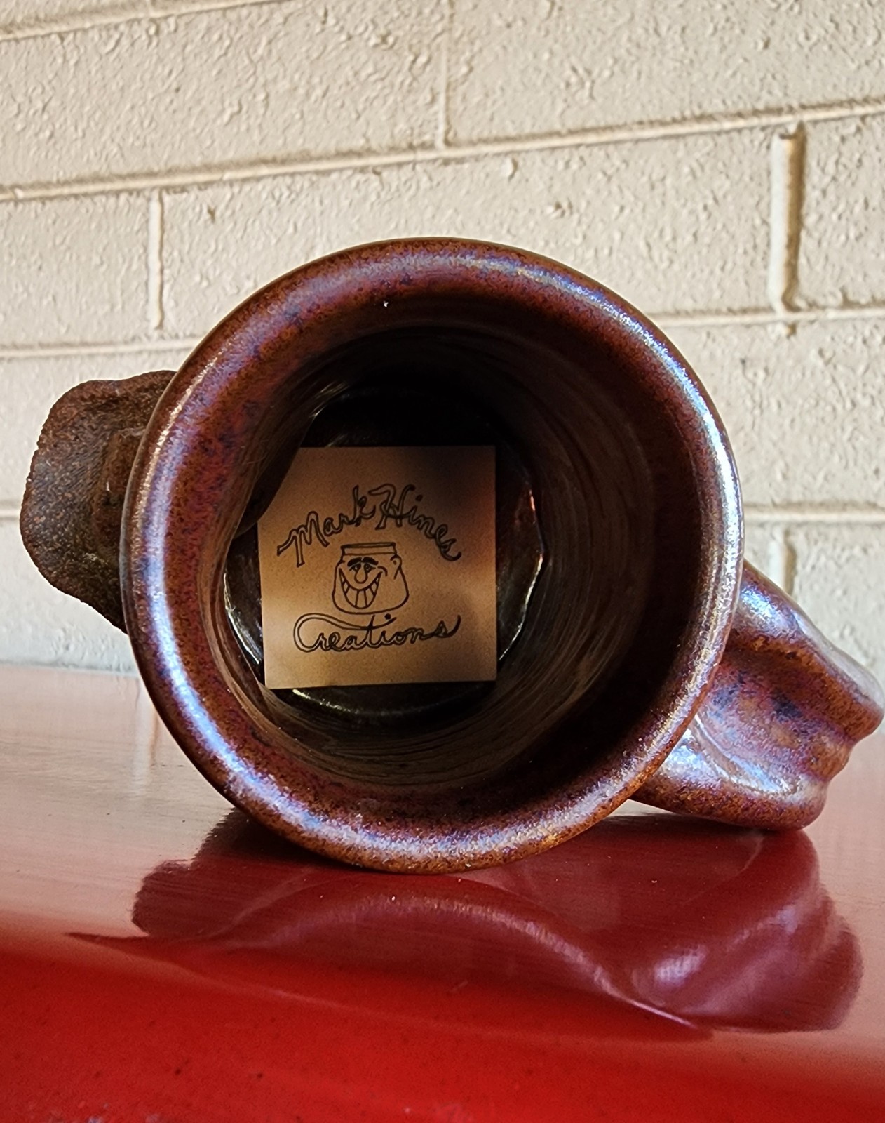 Original Mark Hines Creations Funny Face Mug Stoneware Pottery Artist Signed