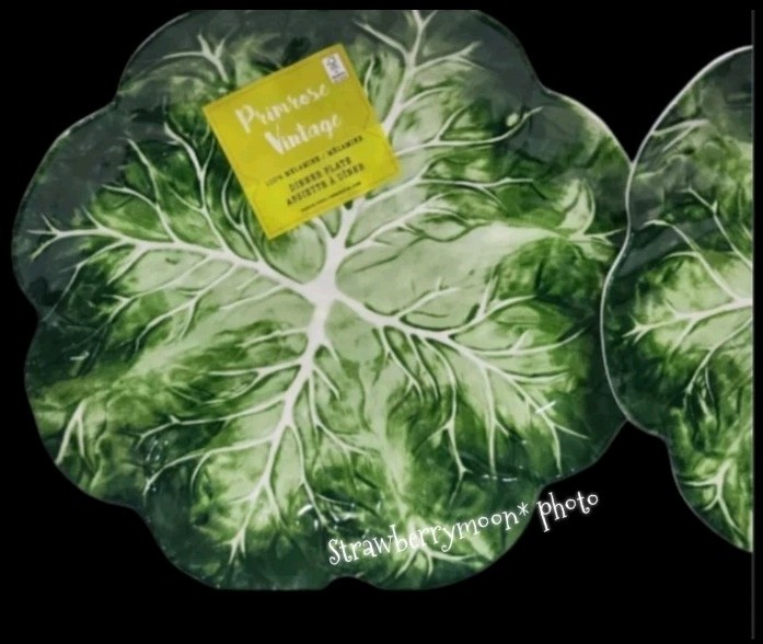 4pc Set Easter Embossed Cabbage Rose Scalloped Melamine Dinner Plates Set