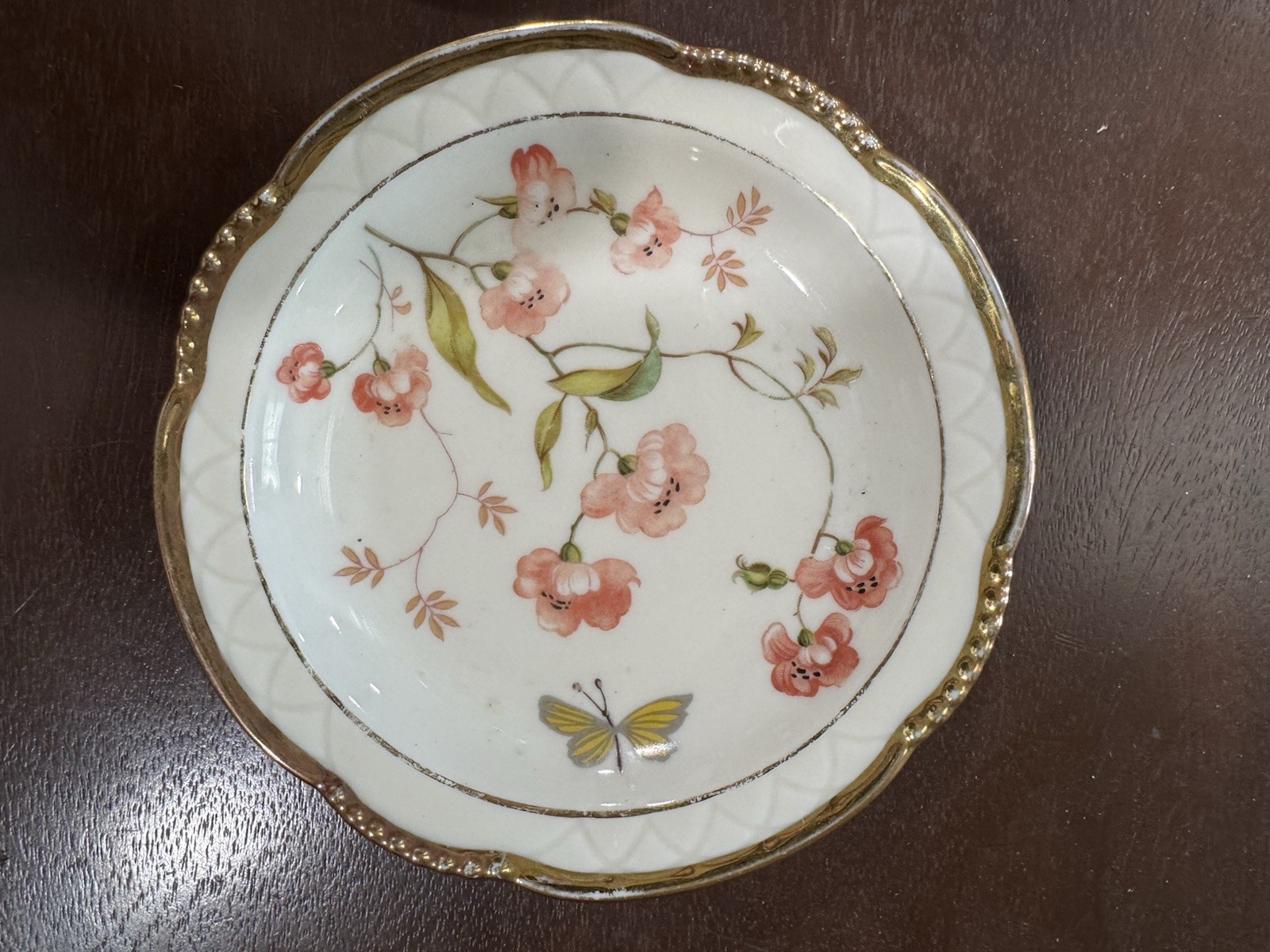 Two Mitterteich Bavaria Porcelain Dish with Floral Design Gold Trim Vintage