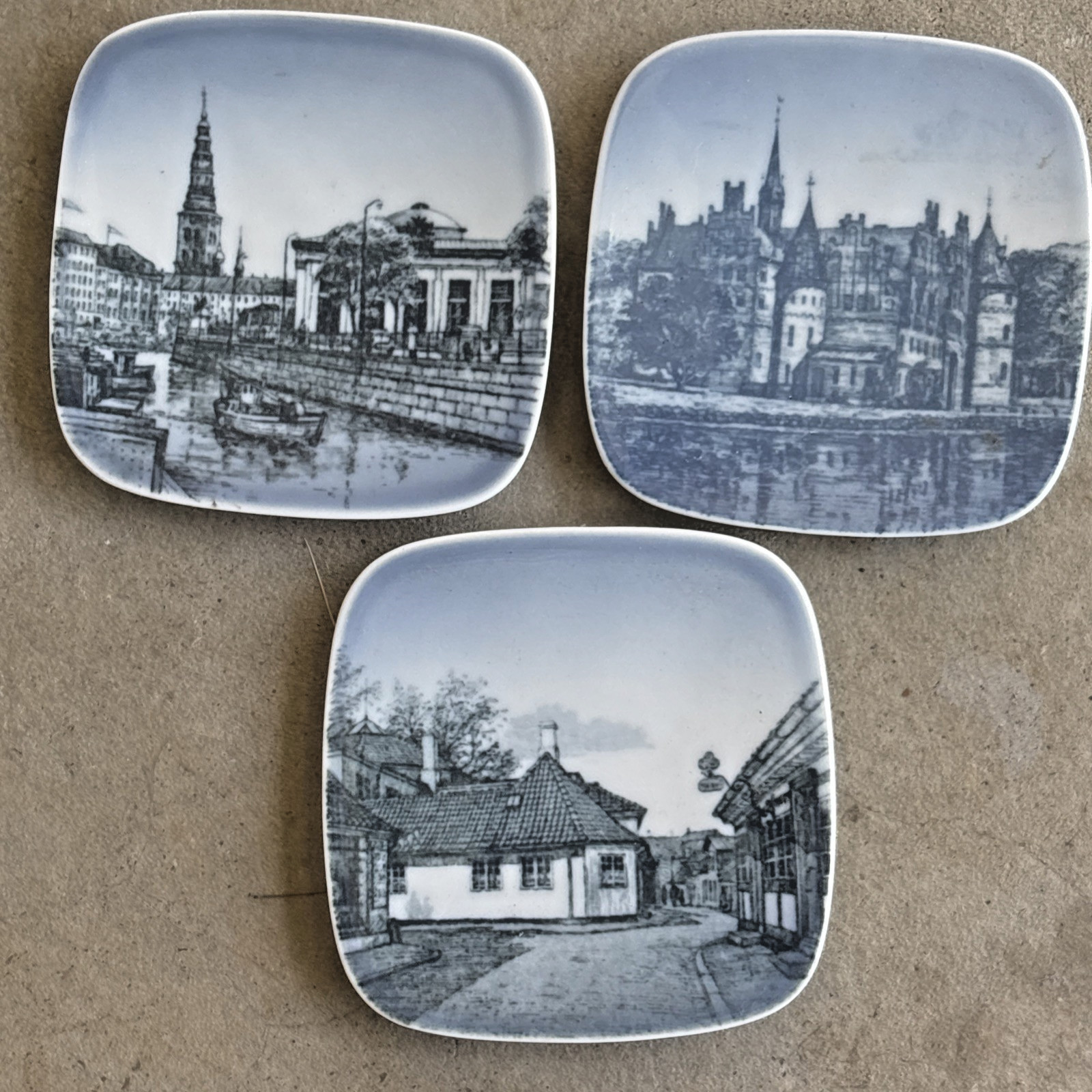 Lot of 3 Royal Copenhagen Denmark THORVALDSENS ANDERSONS EGESKOV SLOT 3.25×3.25