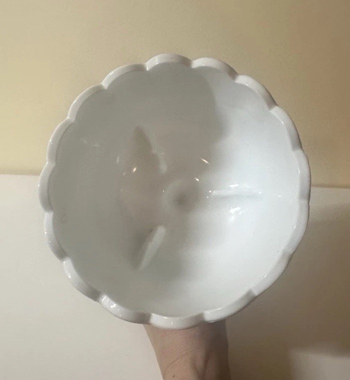 Vintage Indiana Glass White Milk Glass Compote Bowl Teardrop Pedestal – Medium