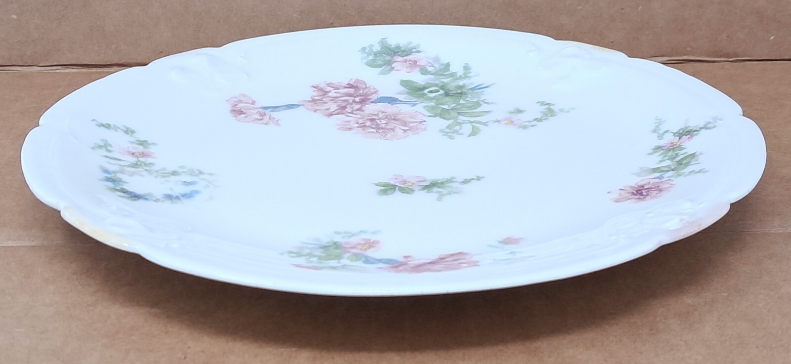 Limoges France LDBC 9″ plate Lanternier handpainted Pink & Blue Florals