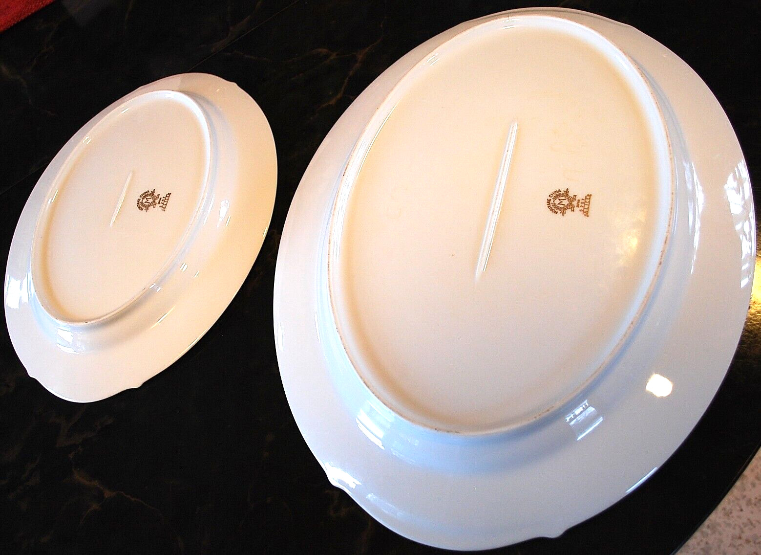 Set 2 Vintage Noritake ALICE Platters 16″ & 12″ GOLD WHEAT ON AQUA BAND c1951