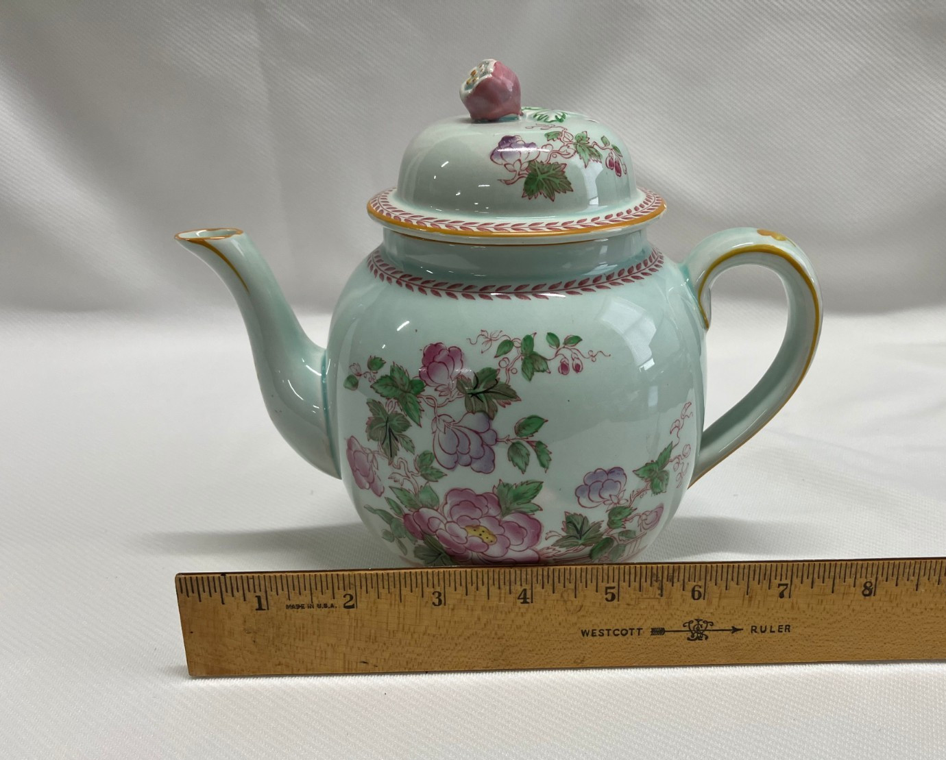 Vintage Calyx Ware Metz Pattern 6.5 in Teapot with Lid Ironstone Adams England