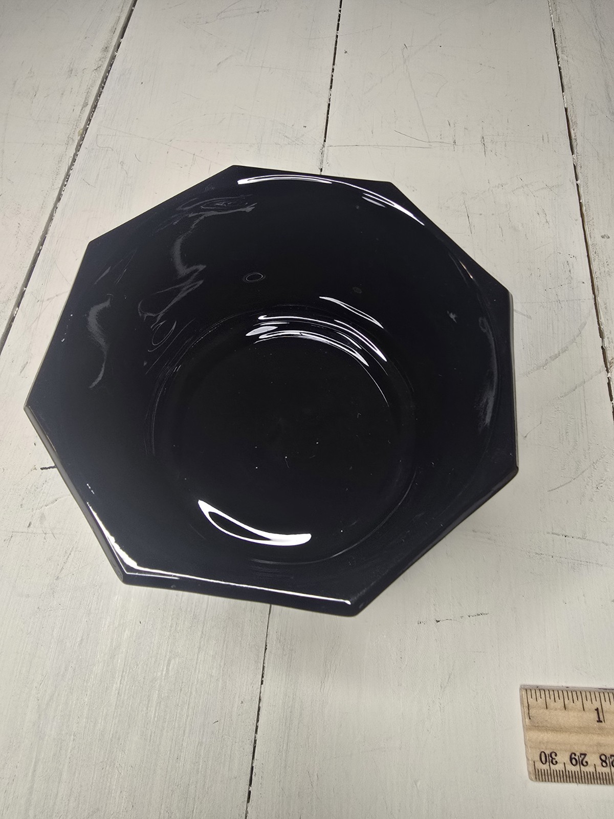 L.E. Smith Black Amethyst Glass Octagon Covered Candy Jar