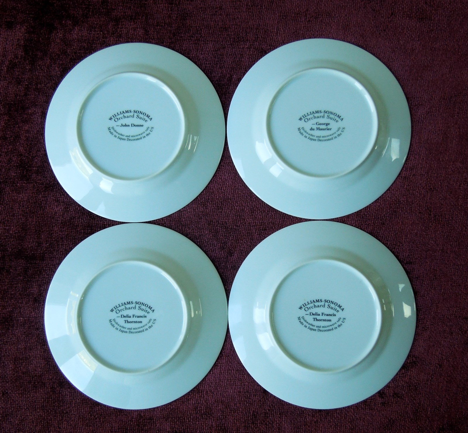 4 WILLIAMS SONOMA ORCHARD SUITE SALAD PLATES PEACH PLUM CHERRIES JAPAN