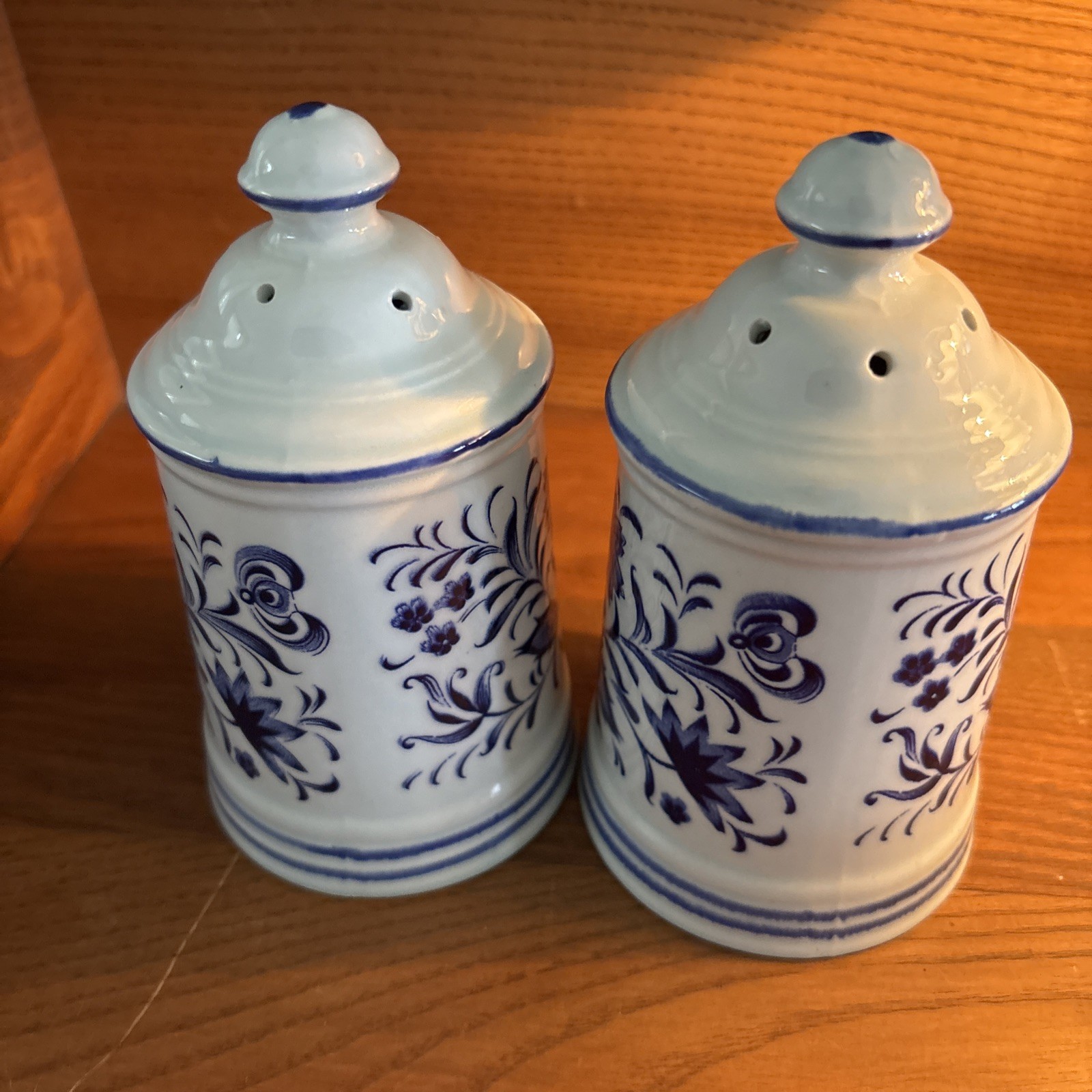 Vintage Blue Danube china Salt & Pepper Shakers 5” high Japan