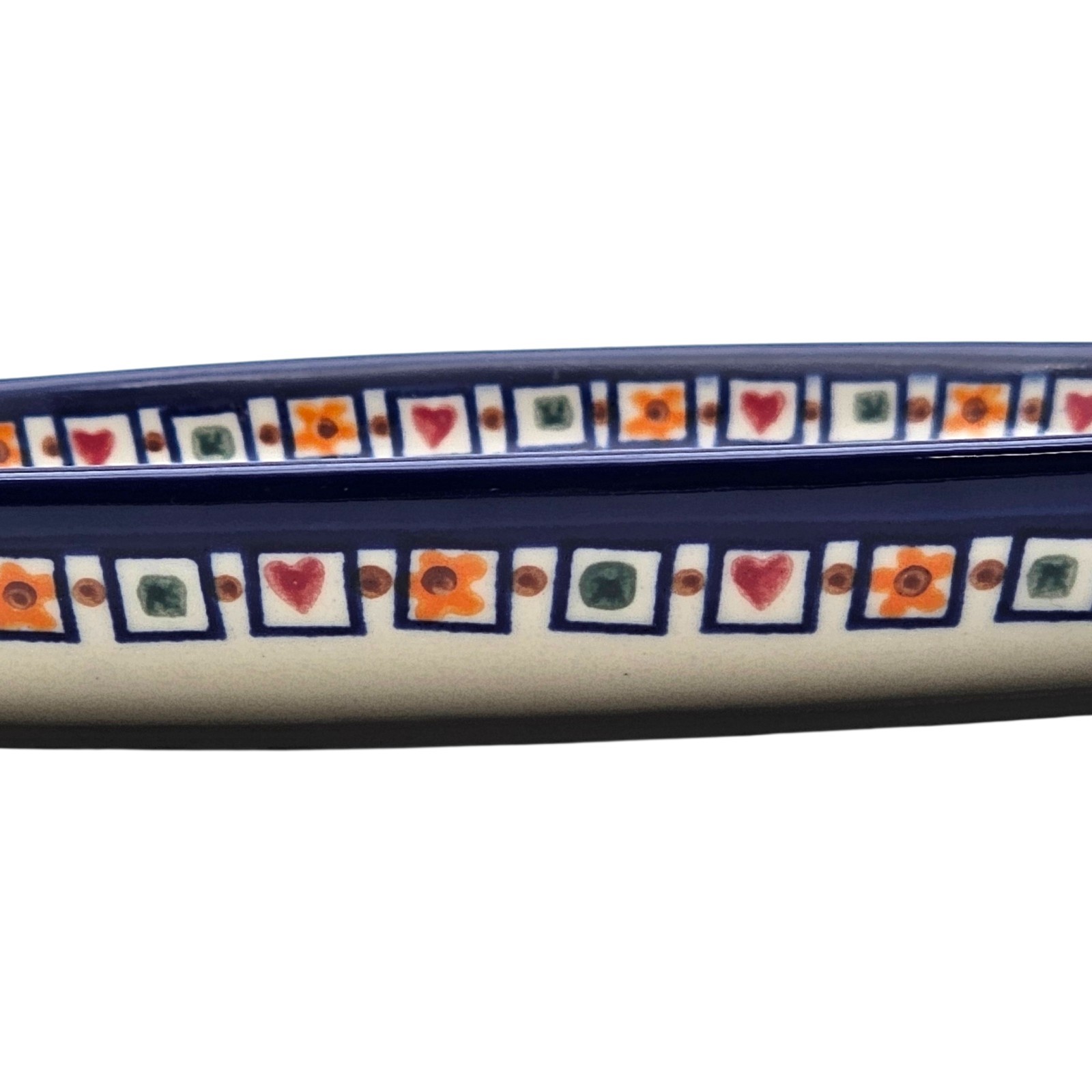 VTG VENA UNIKAT Polish Pottery Teardrop Dish M Hand Painted Boleslawiec 14.25″