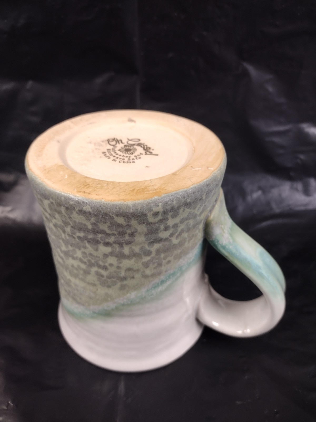 Oh Gussie! Paw Paw Cup Mug Pottery Sage Green Off White 5″ Tall Stoneware Mug