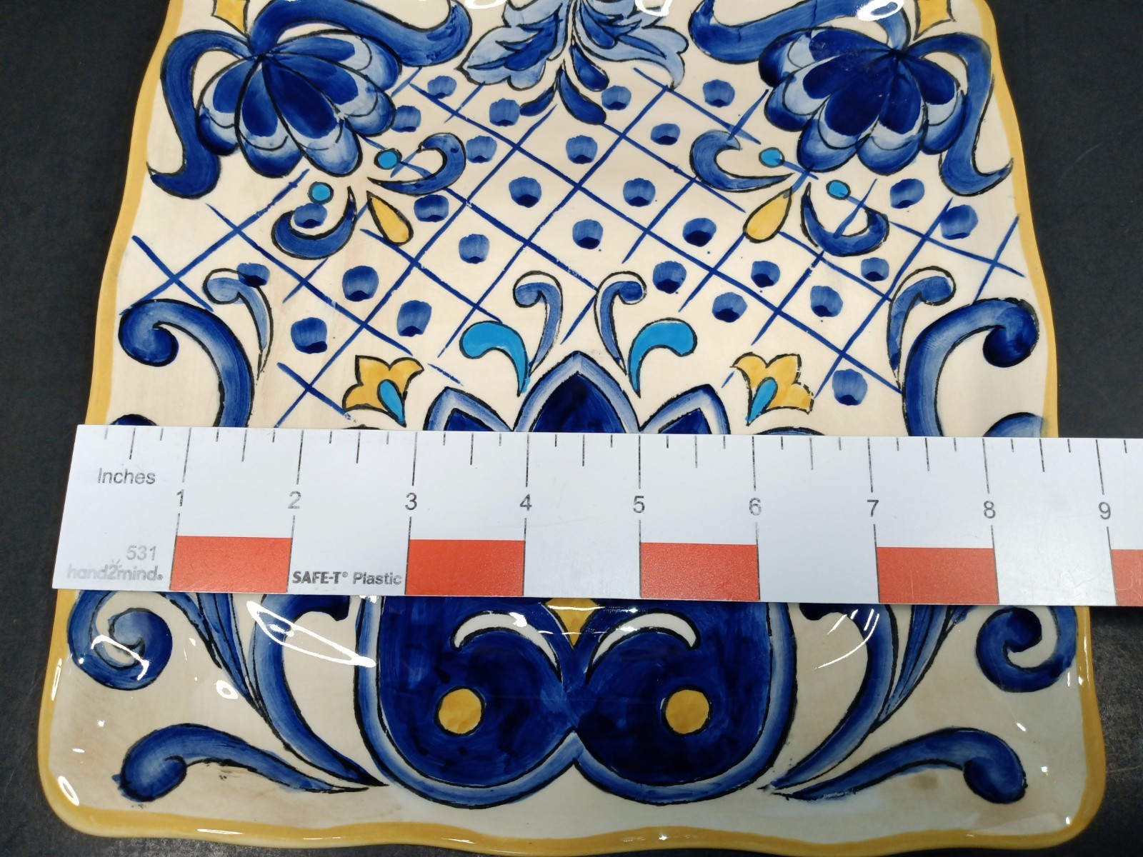 Maxcera TERRA NOVA Hand Painted Cobalt Blue Yellow Square Salad Plates 8.75″W