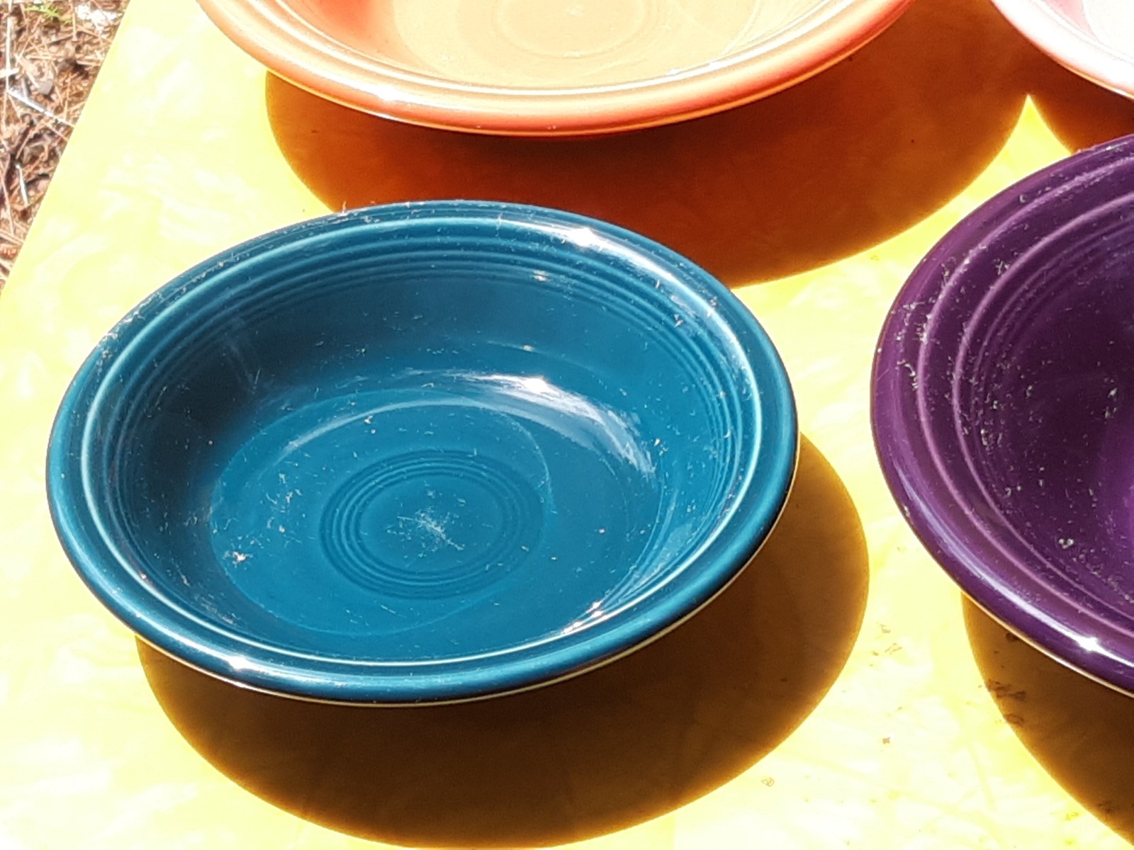 Fiesta Bowls 2 – 6 1/2″ 2- 5 1/4″ In Purple, Green,Orange And Light Pink