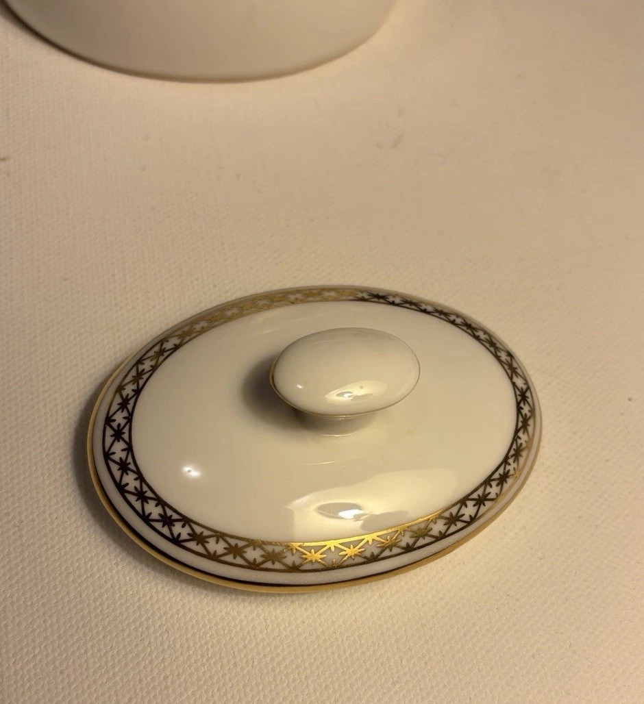 Royal Crown Derby Bordered Covered Sugar Bowl And Creamer