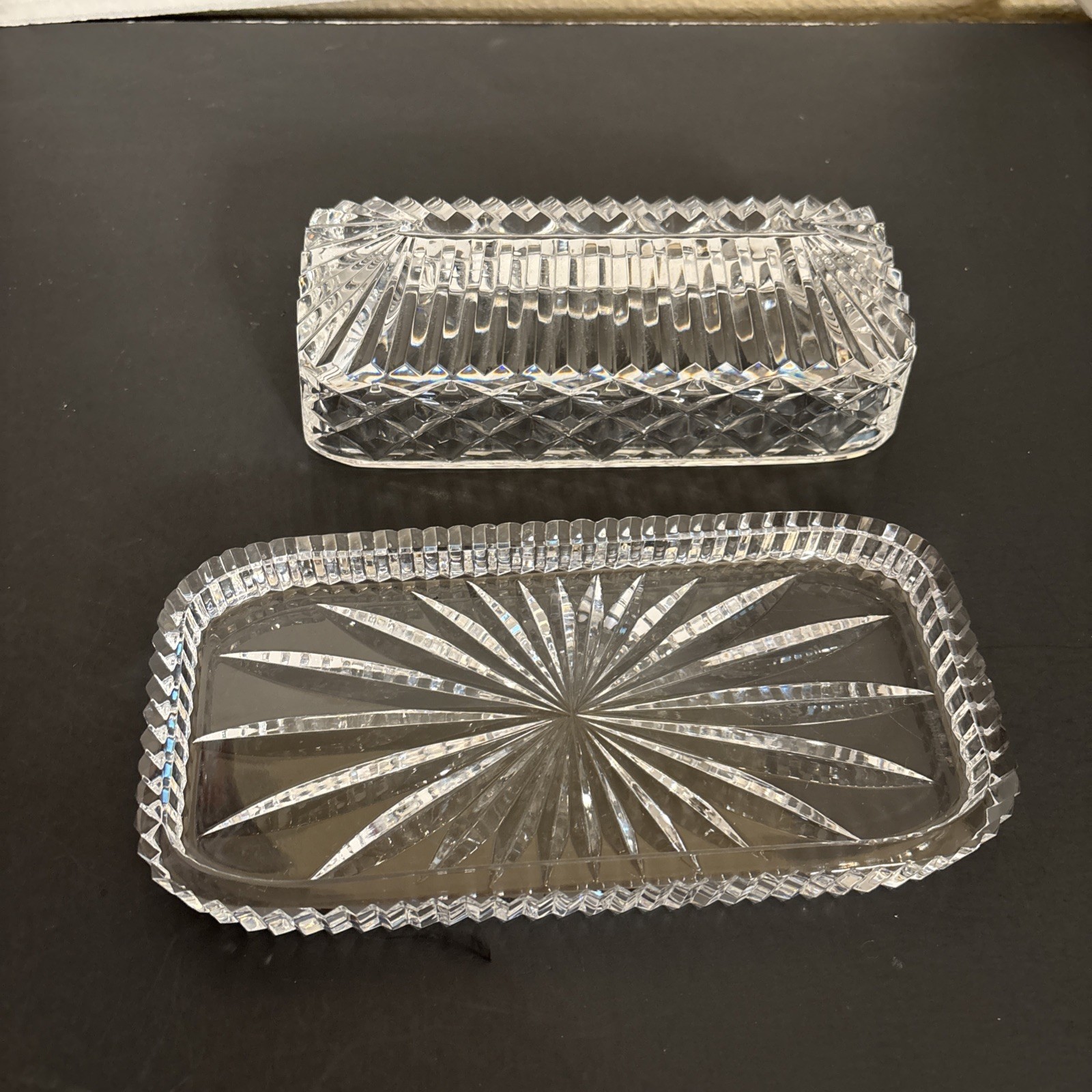 WATERFORD CRYSTAL 1/4 LB POUND STICK COVERED BUTTER DISH DISCONTINUED PATTERN