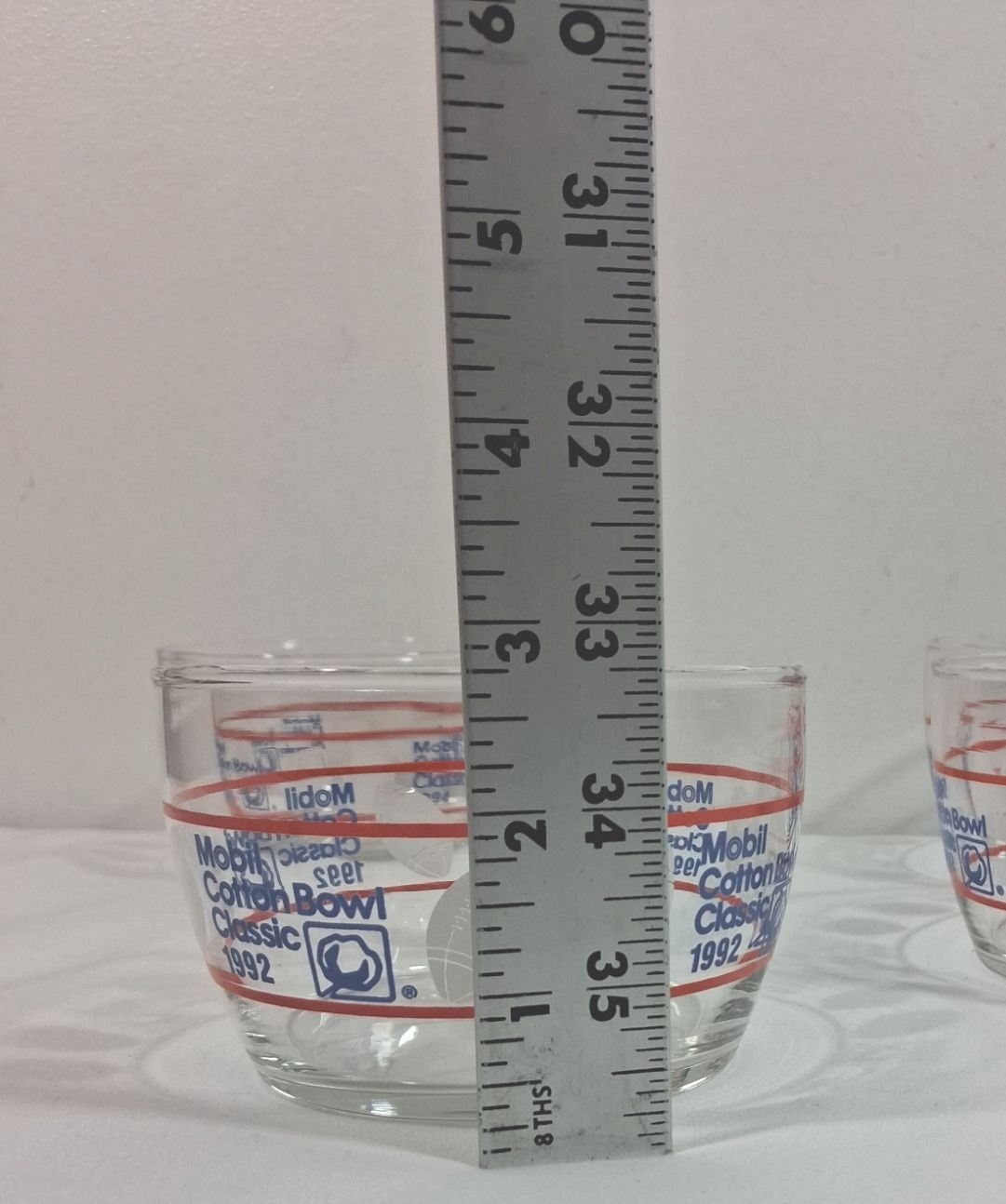 Set Of 4 Mobil Cotton Bowl Classic 1992 Glass Bowls Vintage Souvenir