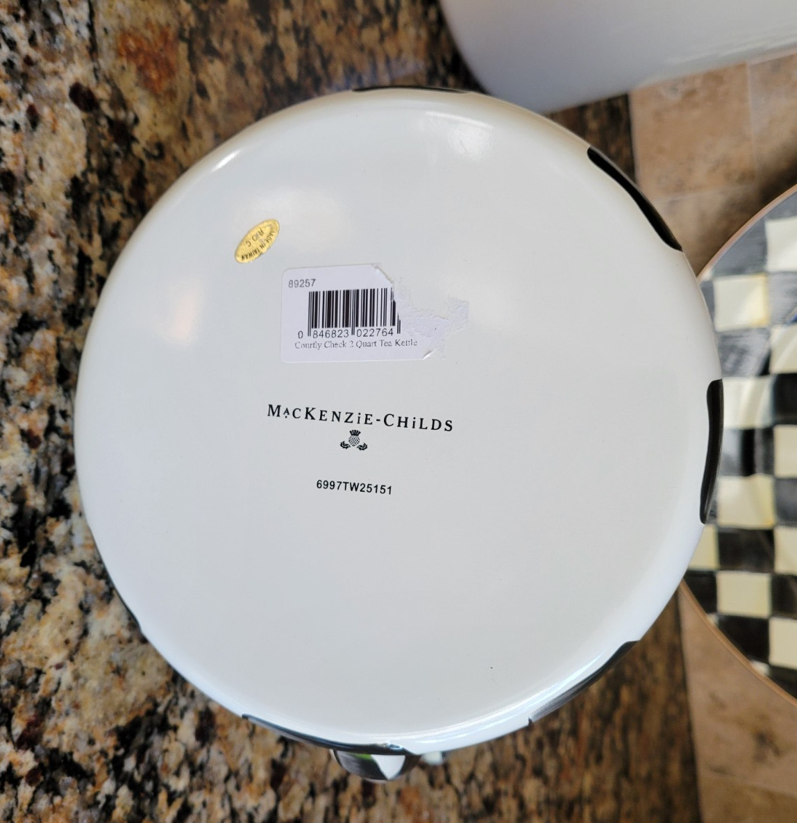 MacKENZIE-CHILDS 2 QT COURTLY CHECK TEA KETTLE NEW