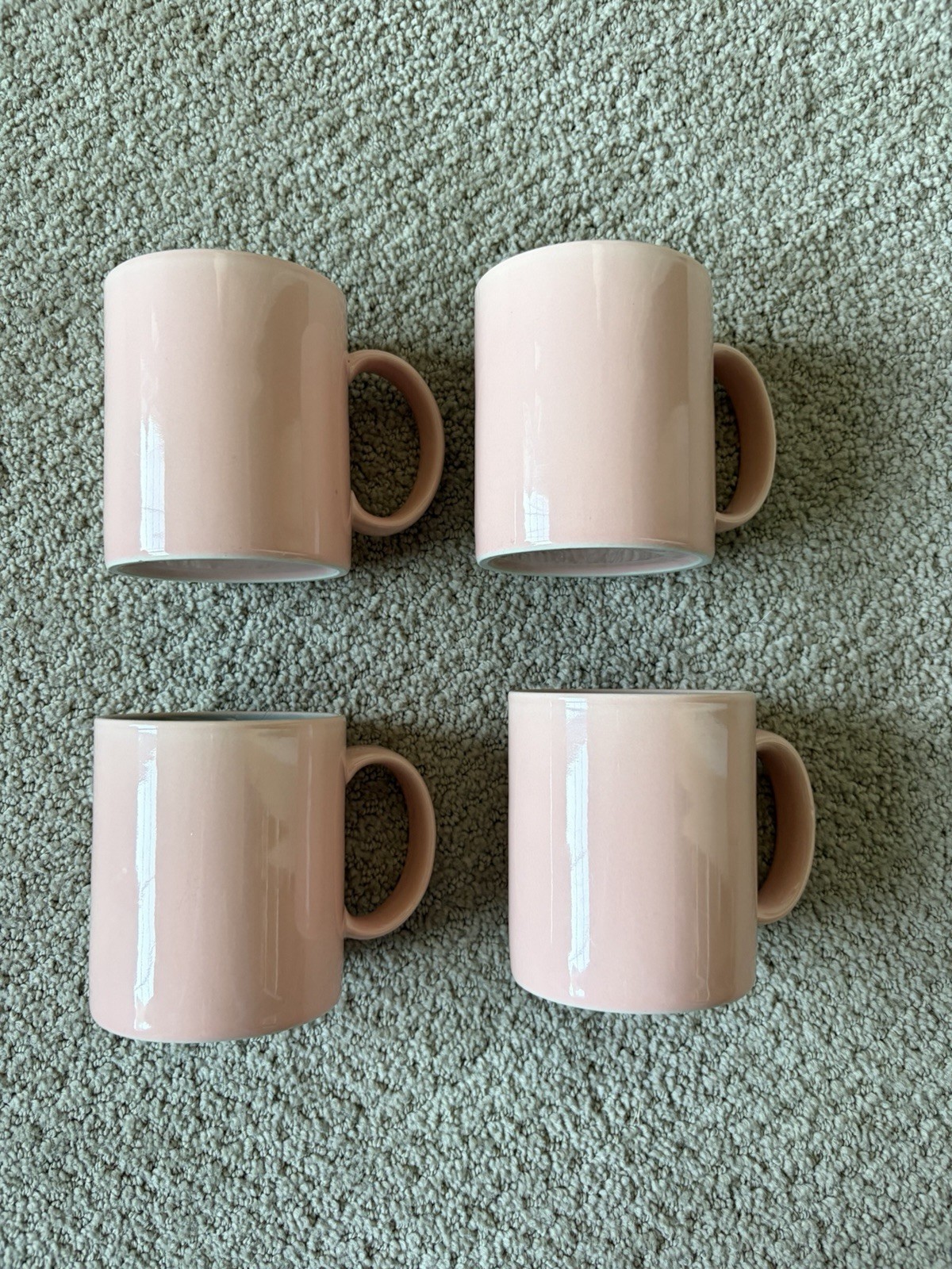 Set of 4 Vintage 1980s Light Pink Coffee Cups Mugs Unbranded