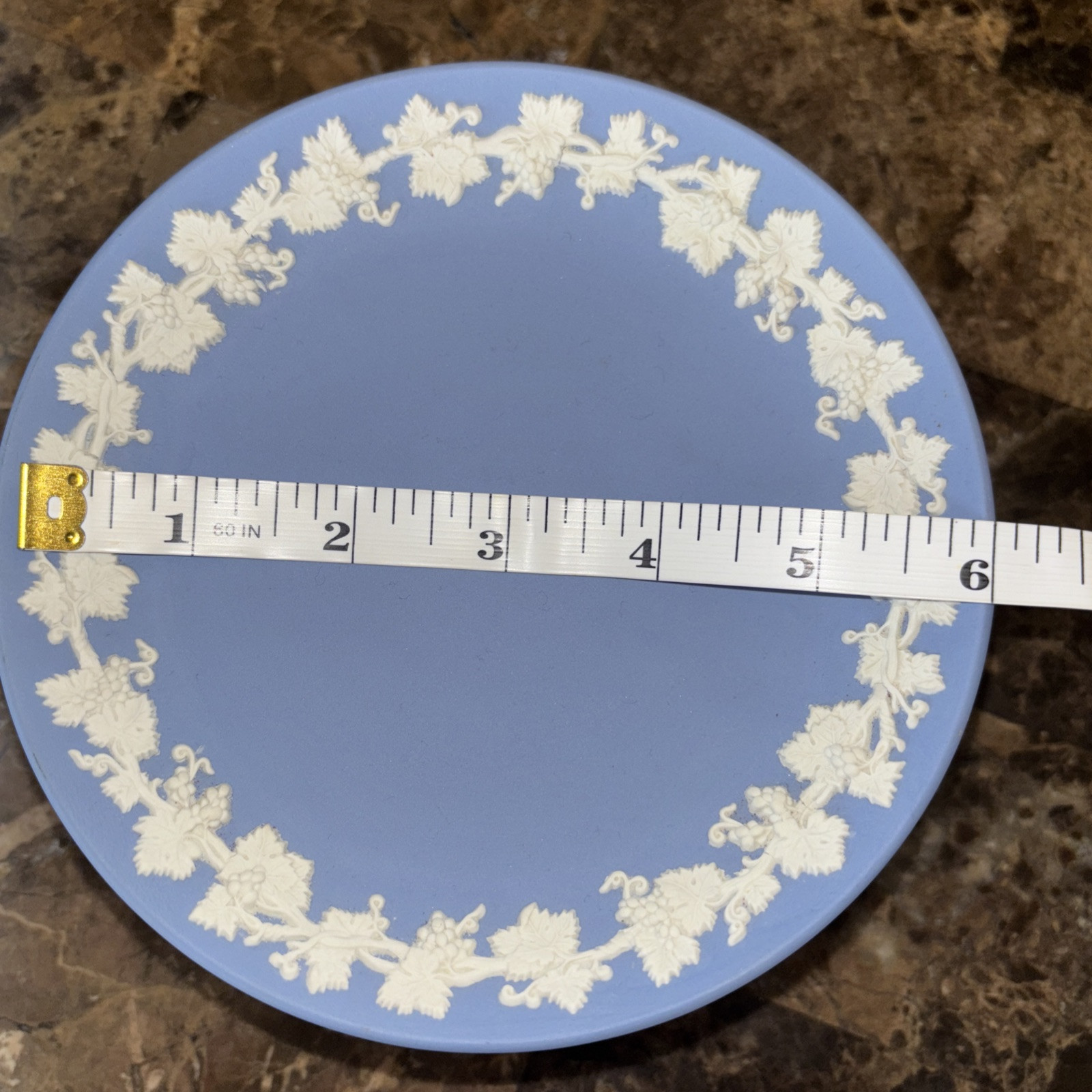 Vintage Wedgwood Blue Jasperware Compote Candy Dish Footed Pedestal 6”