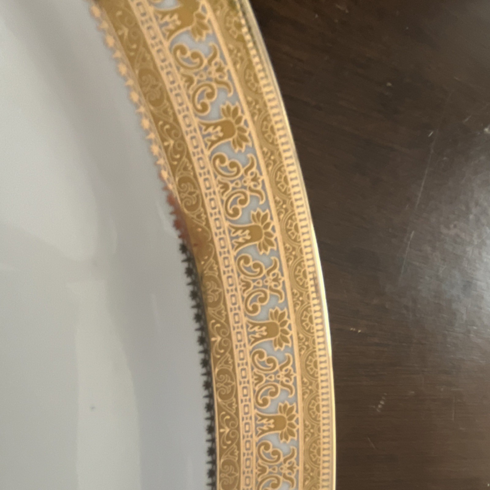 Fine Porcelain Oval White Platter Gold Decorative Border Glossy Used