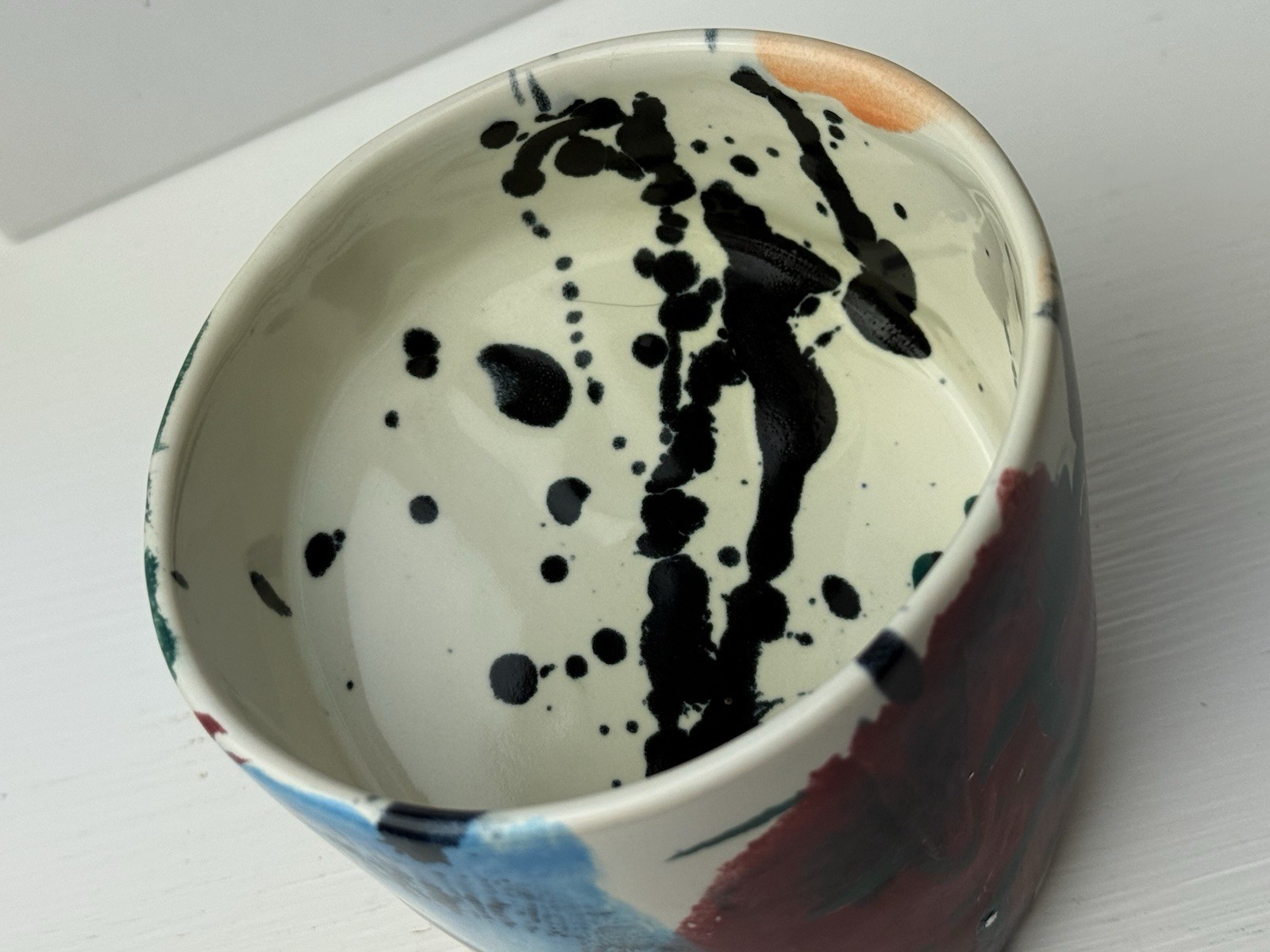 RARE CHARLES NALLE Studio Art Pottery Mug ABSTRACT Contemporary Teal Blue