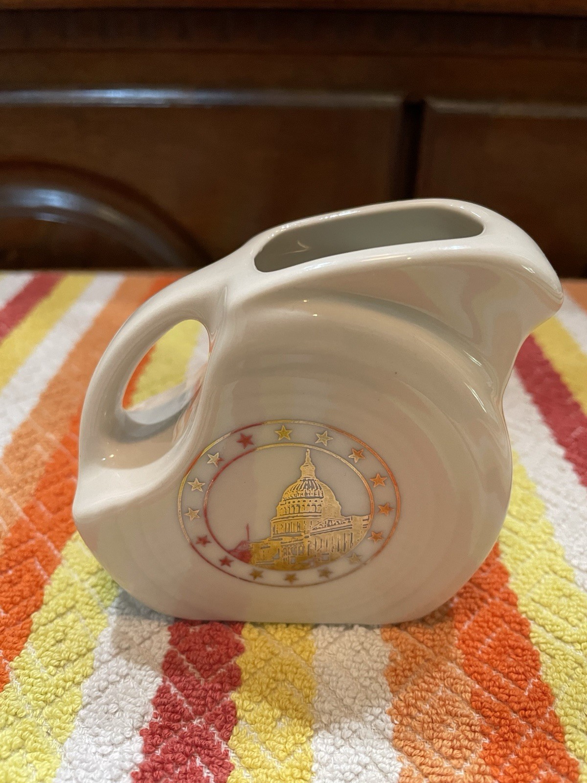 Fiesta US Senate Capitol Mini Disk Pitcher 2026 On Linen Pristine VHTF Gift Shop
