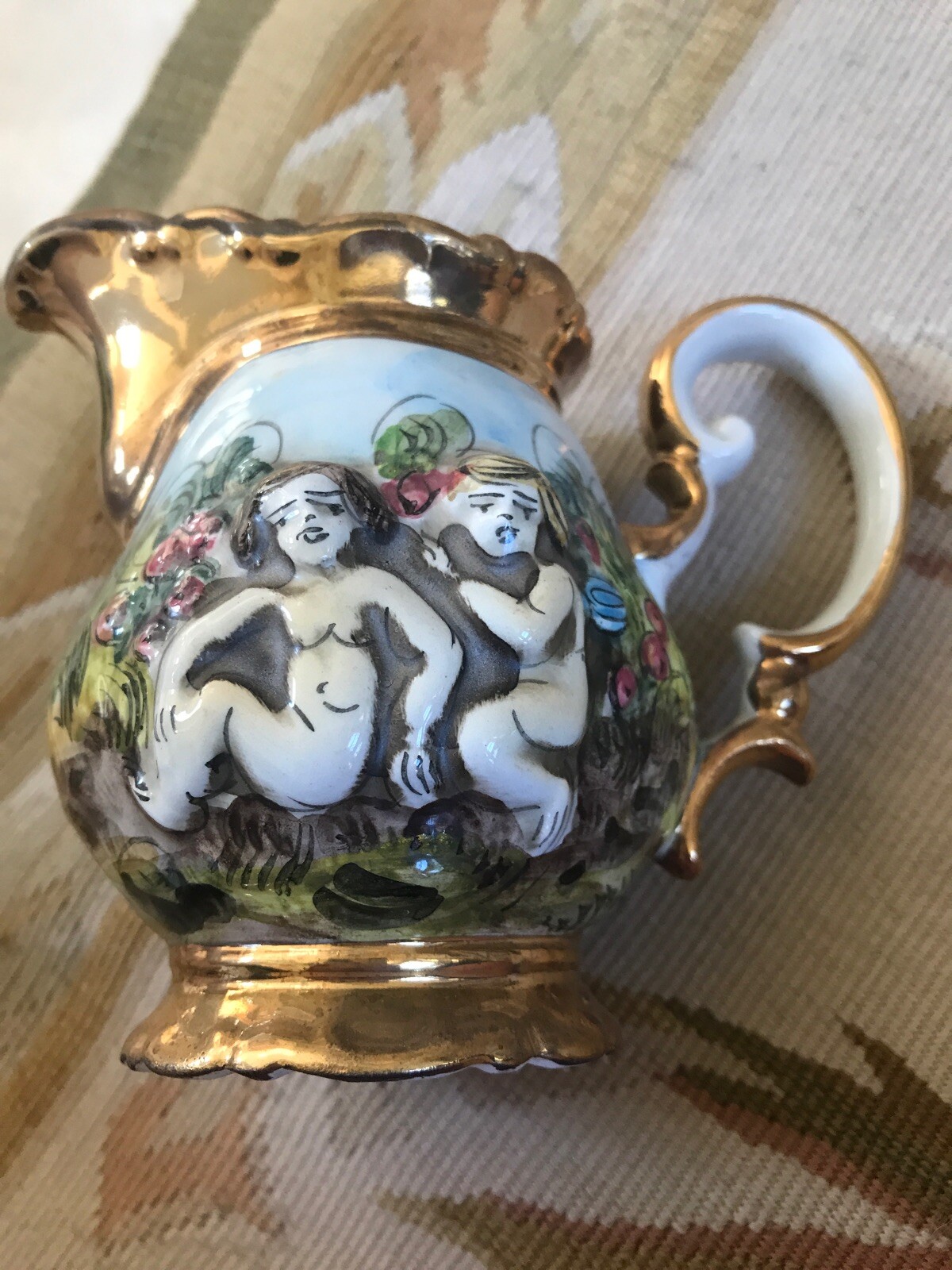 Vintage Capodimonte Italy Cherub & Music Demitasse Espresso Tea Set 15 Pcs NICE!