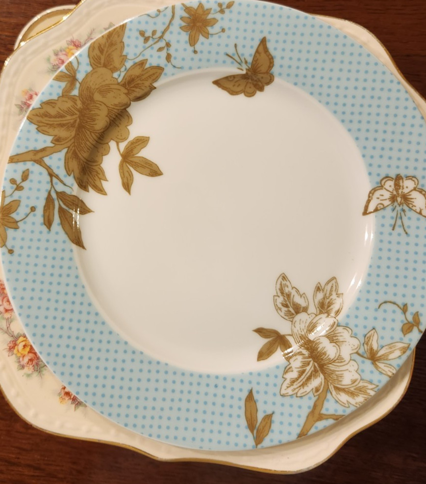 8 Vtg Mismatched China Salad Luncheon Plates Plate Set Mixed Floral Tea Party C